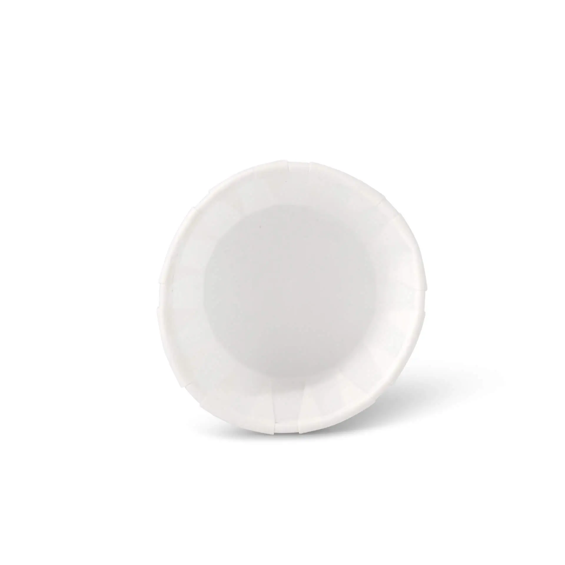 Gobelet en papier blanc de 45 ml, adapté pour les dips, sauces et petites portions, fabriqué en matériau biodégradable et recyclable.