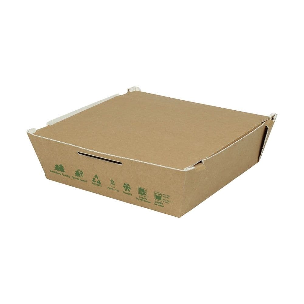 Take-away-Karton-Boxen 1700 ml, hitzebeständig, braun, biobeschichtet