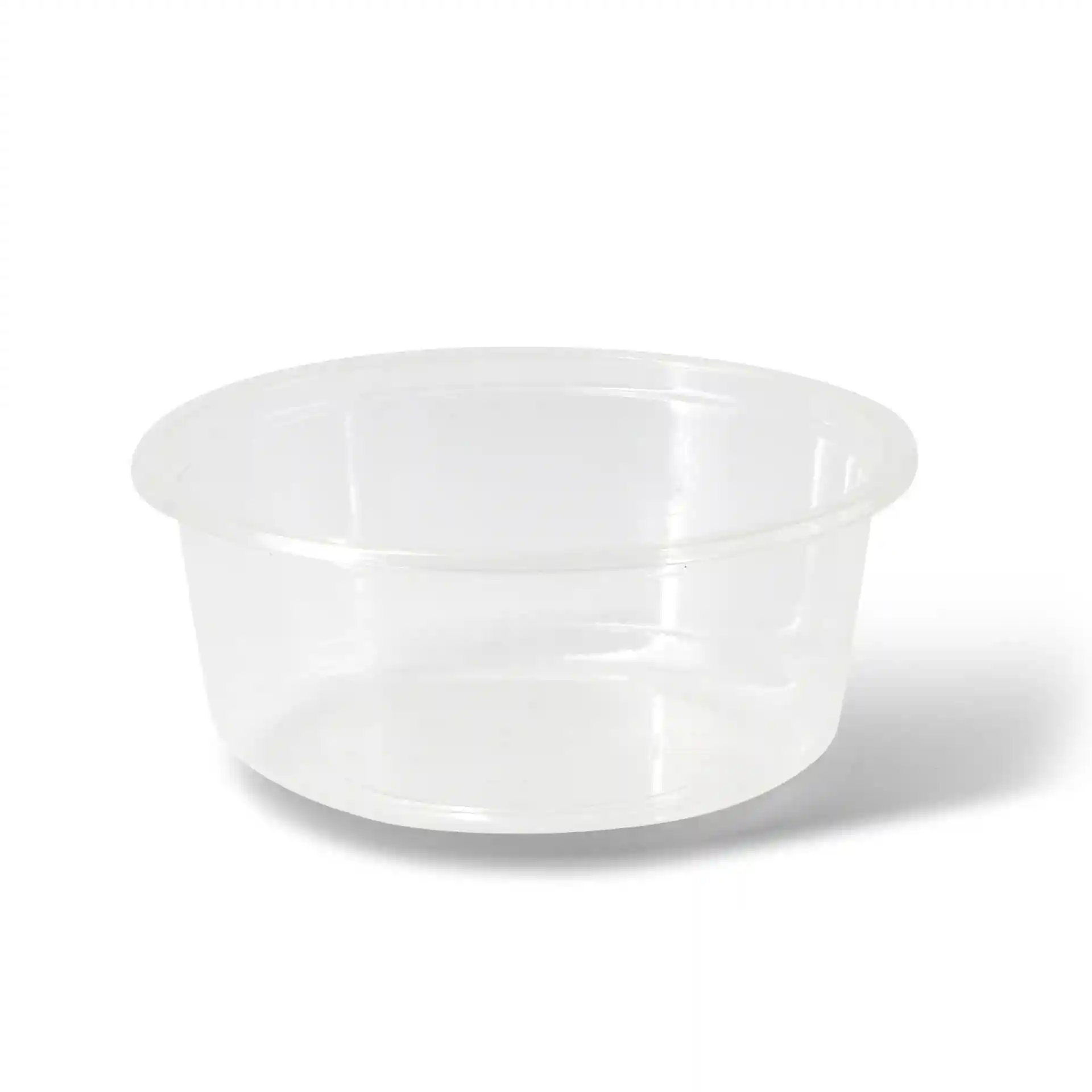 Conteneur rond transparent de 121 mm de diamètre et 50 mm de hauteur.