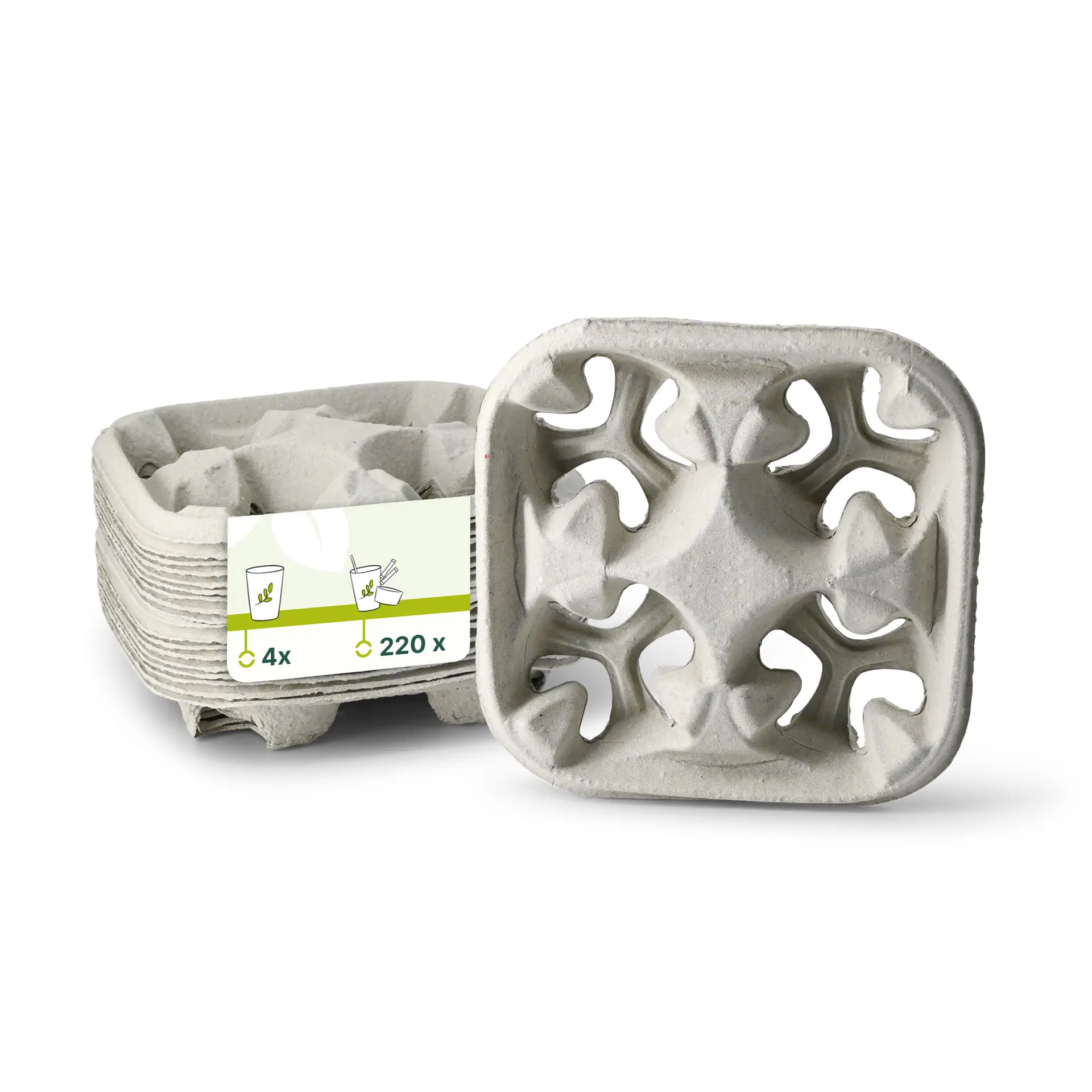 Porte-gobelet pour 4 gobelets en carton recyclé, brun Porte-gobelet pour 4 gobelets en carton recyclé, brun
