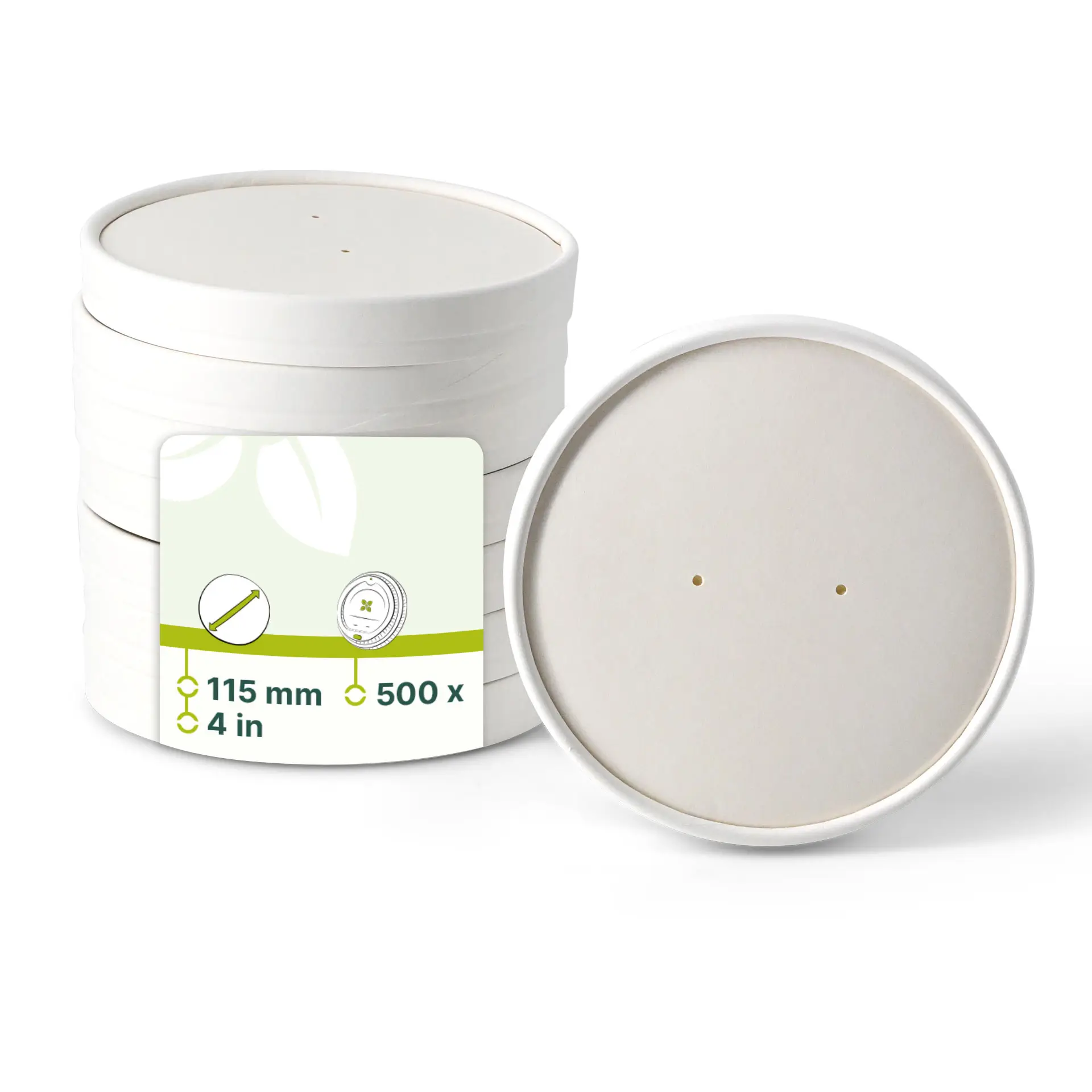 Couvercle ventilé en carton blanc pour pot premium, Ø 115 mm Couvercle ventilé en carton blanc pour pot premium, Ø 115 mm