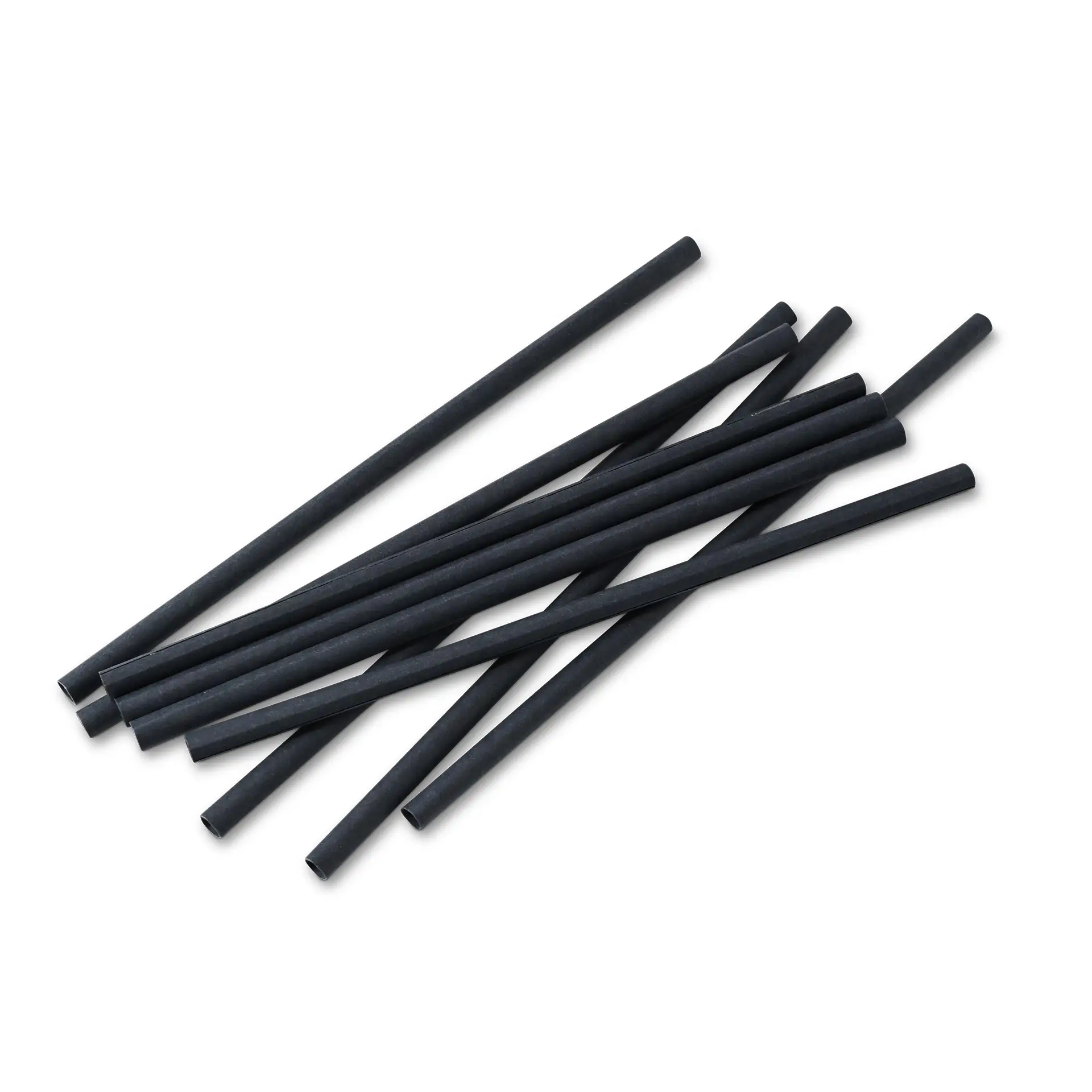 Paille Jumbo en papier 23 cm, Ø 8 mm, noir, roulé verticalement