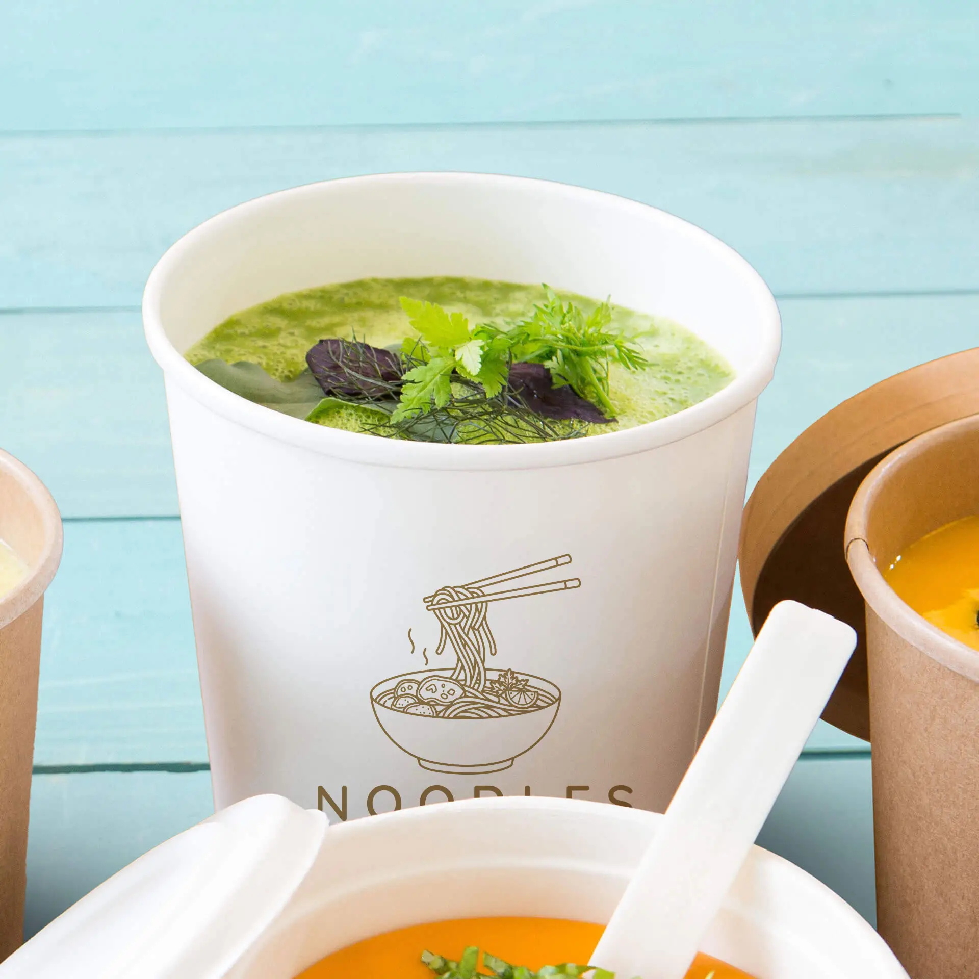 Pot à soupe personnalisé, blanc, 800 ml, Ø 115 mm, revêtement PE