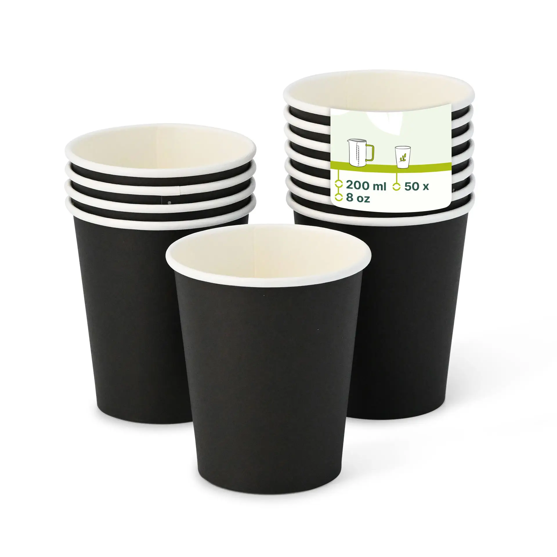 Gobelet en carton noir, 20 cl / 8 oz, Ø 80 mm dhd045271-pappbecher-200-ml-8-oz-80-mm-schwarz