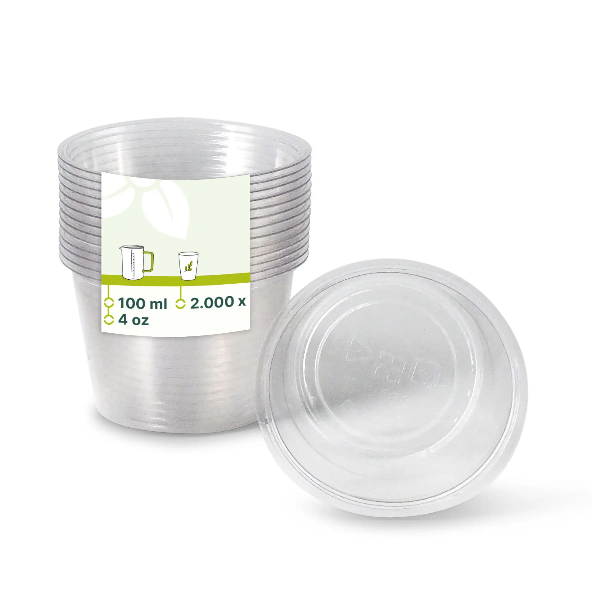Pot à portions en PLA 100 ml, Ø 70 mm dfc02480-portionsbecher-aus-pla-100-ml-70-mm-klar-rund