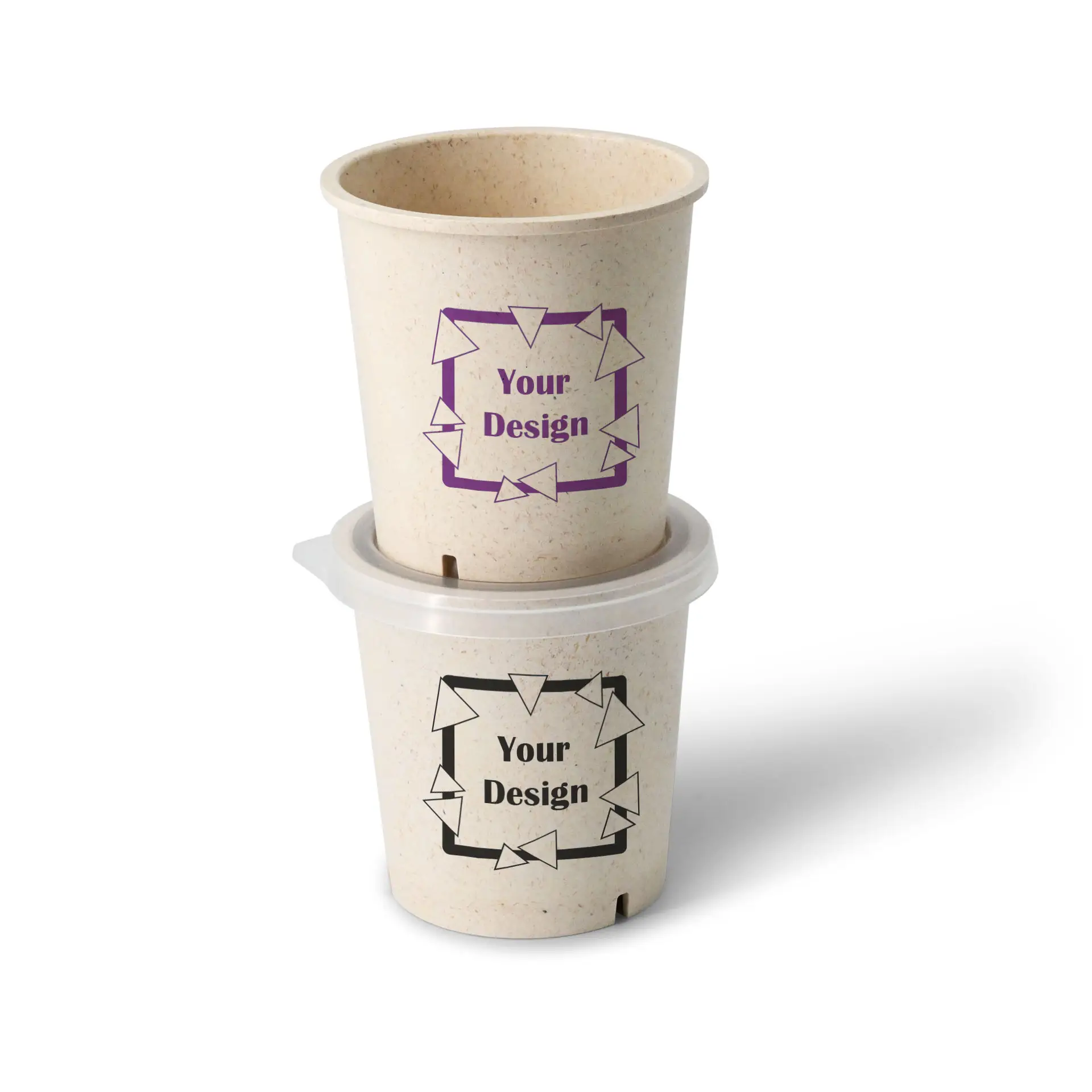 Pots à soupe réutilisable "merways Cup" cajou / blanc crème 400 ml, Ø 95 mm, personnalisable