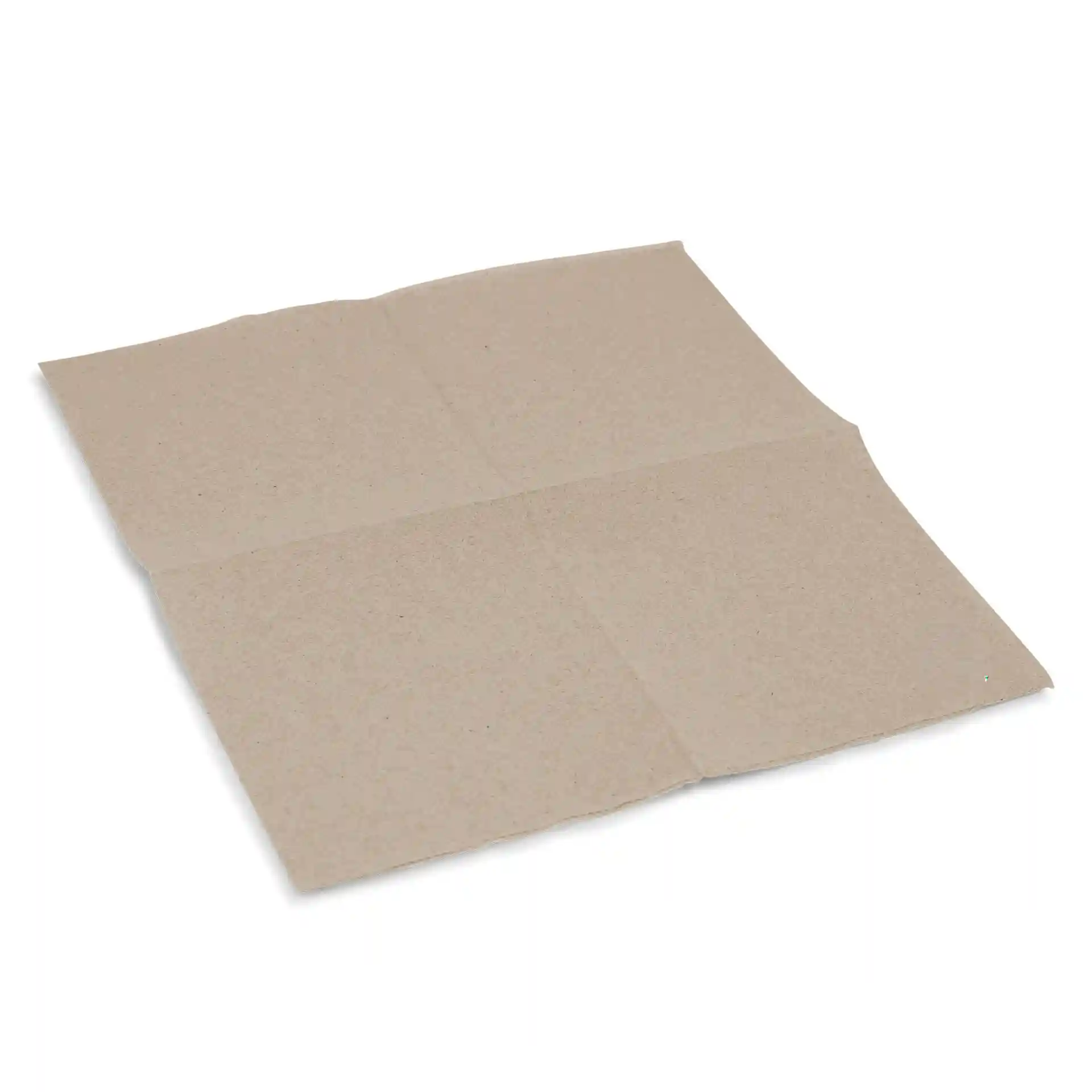 Serviette cocktail carrée, non blanchie, en papier recyclé 2 plis, 20 x 20 cm, pliée en quartiers.