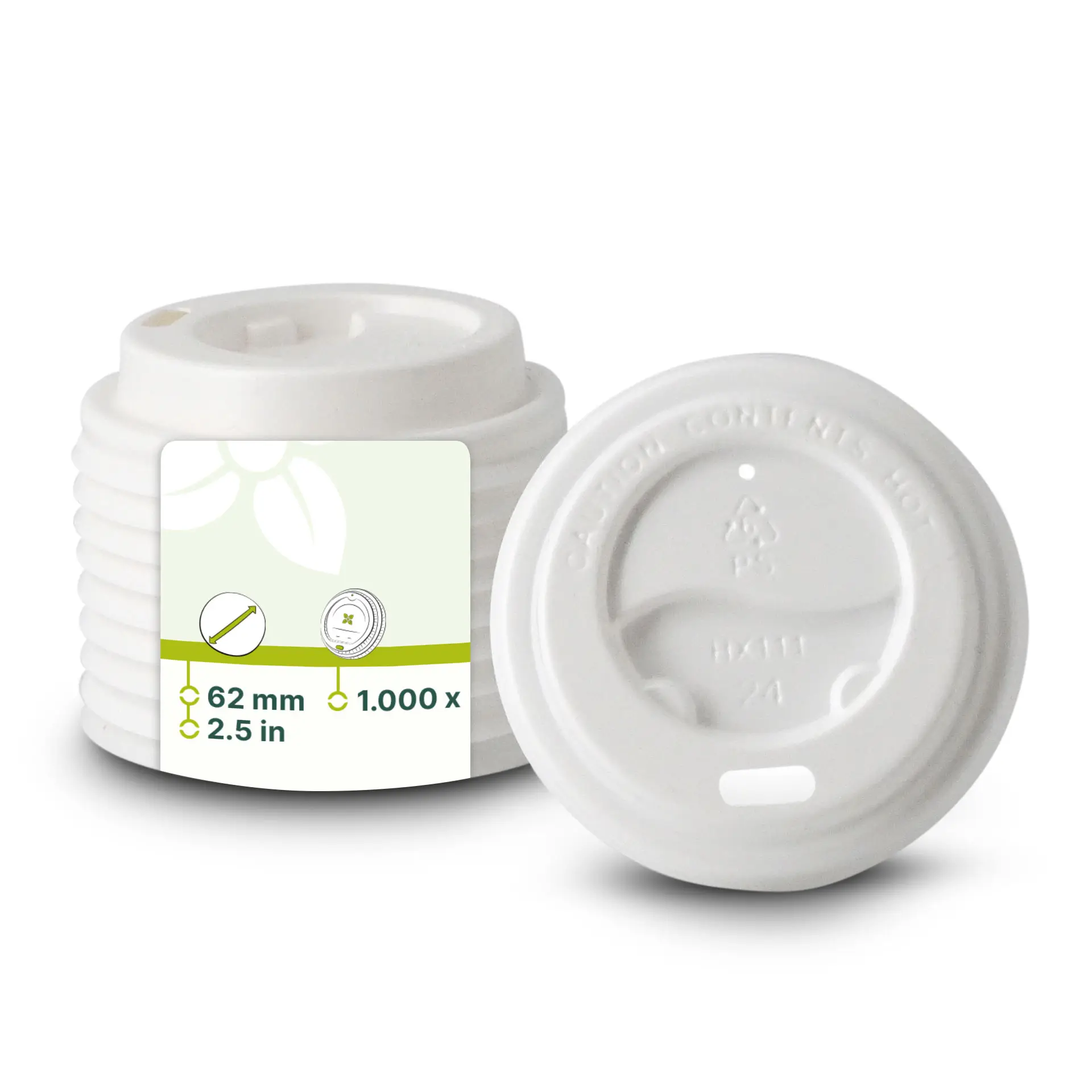 Couvercle en PS Ø 62 mm, blanc, avec ouverture pour boire Couvercle en PS Ø 62 mm, blanc, avec ouverture pour boire
