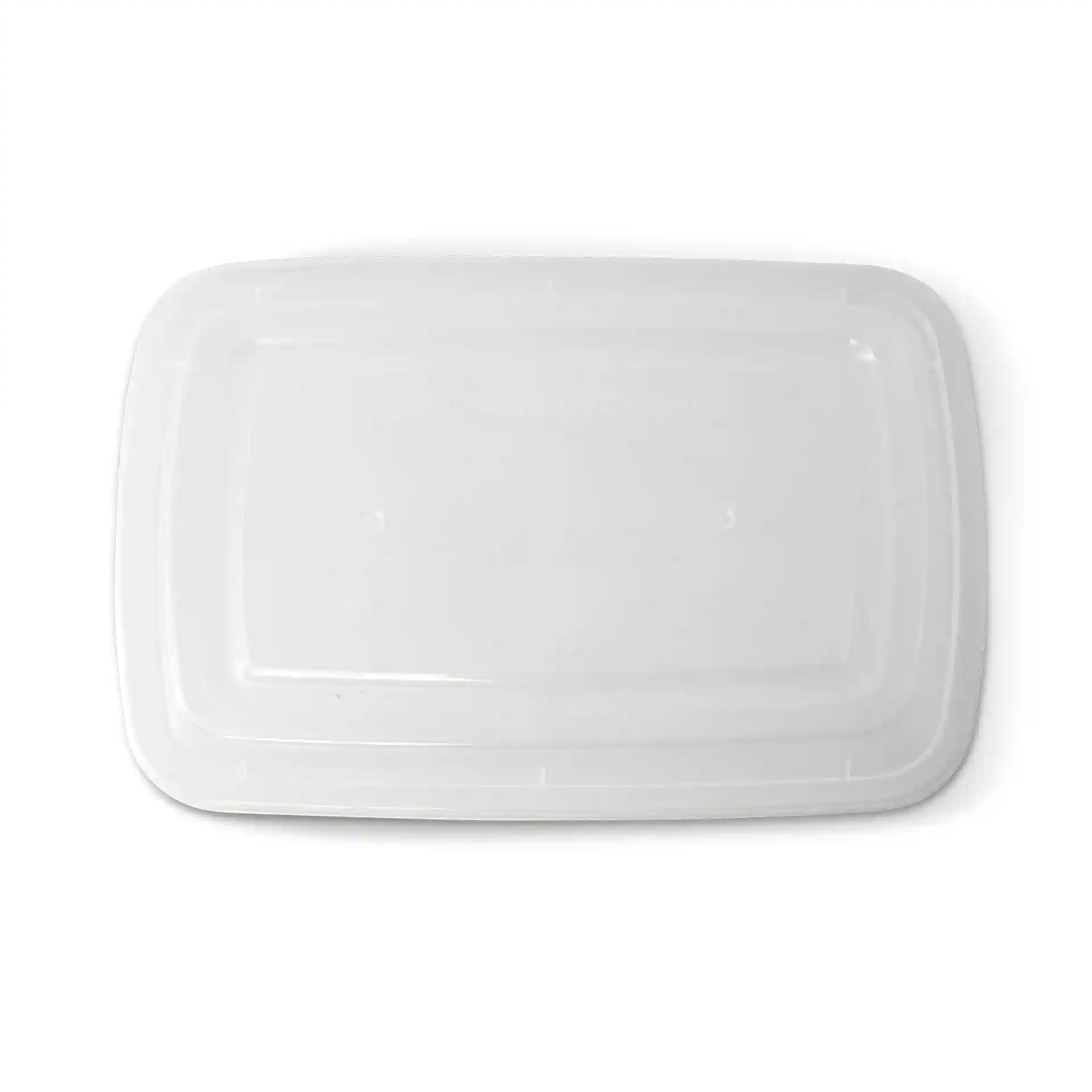 Couvercle rectangulaire transparent réutilisable en polypropylène, mesurant 222 mm par 150 mm.