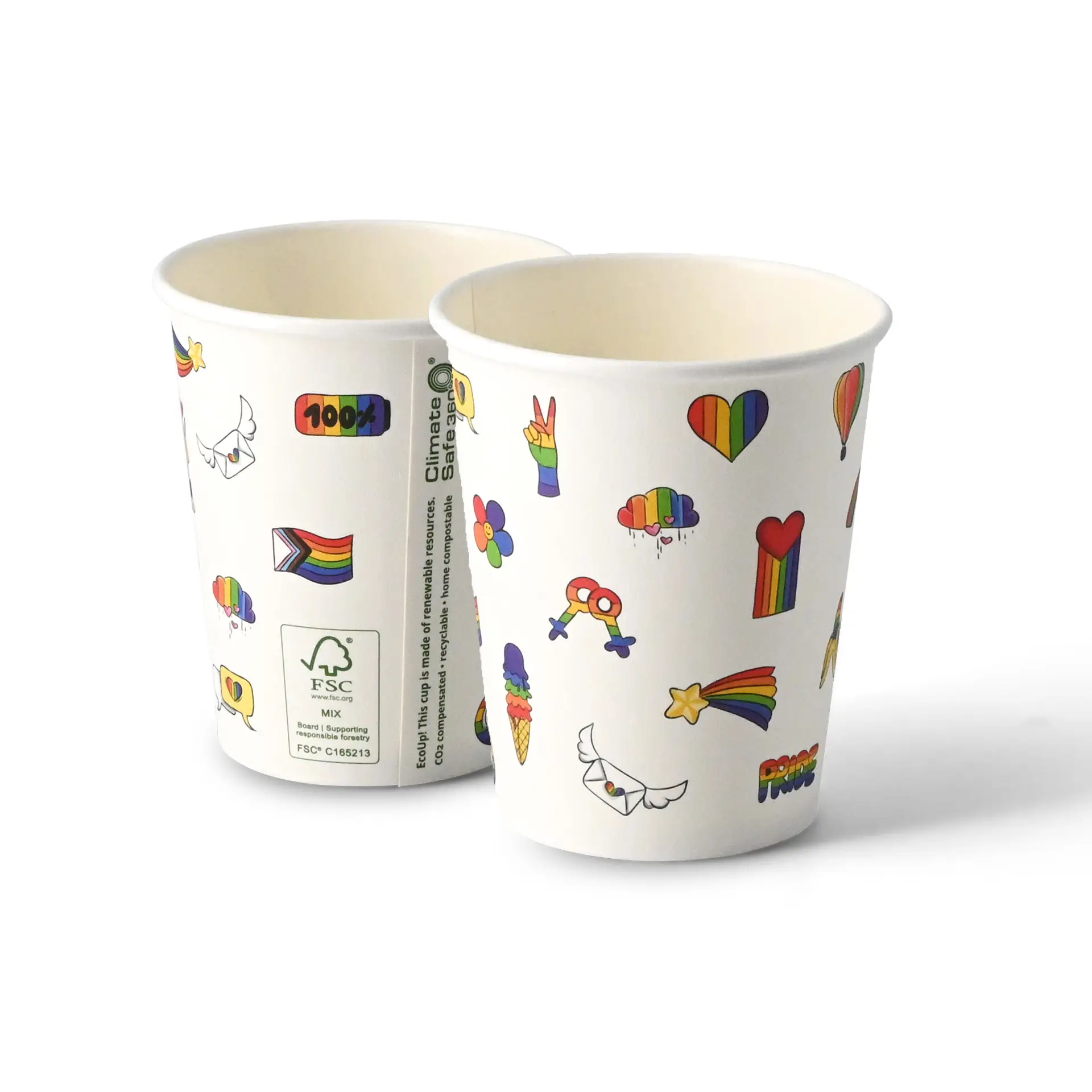 Gobelet en carton imprimé "Pride" 200 ml / 8 oz, Ø 80 mm, blanc Gobelet en carton imprimé "Pride" 200 ml / 8 oz, Ø 80 mm, blanc