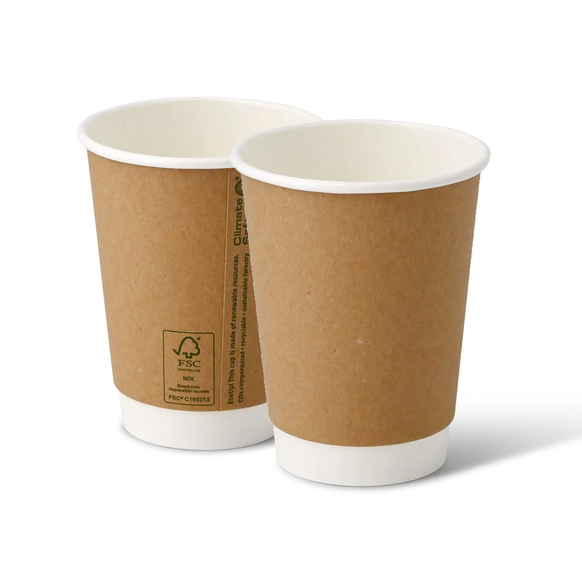 Gobelet en carton double paroi, 30 cl / 12 oz, Ø 90 mm, marron