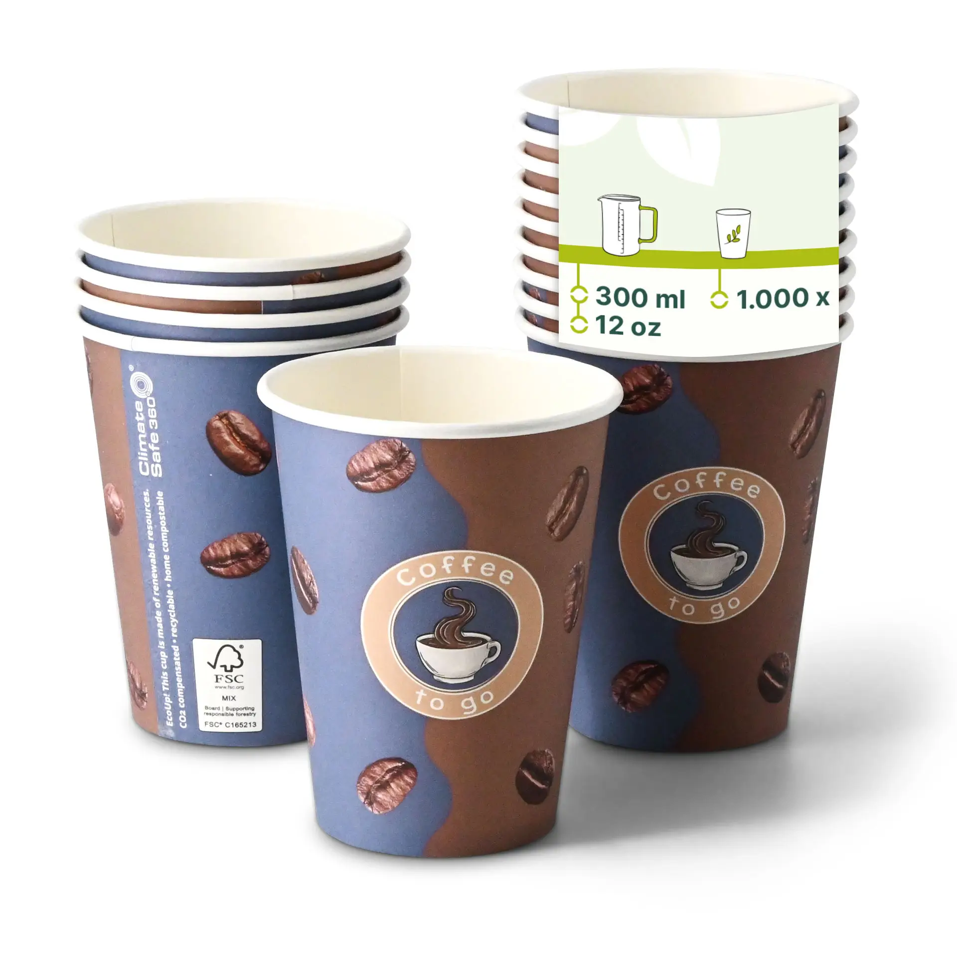 Gobelet en carton imprimé "Café" 30 cl / 8 oz, Ø 90 mm dhd04554-pappbecher-bedruckt-kaffee-300-ml-12-oz-90-mm