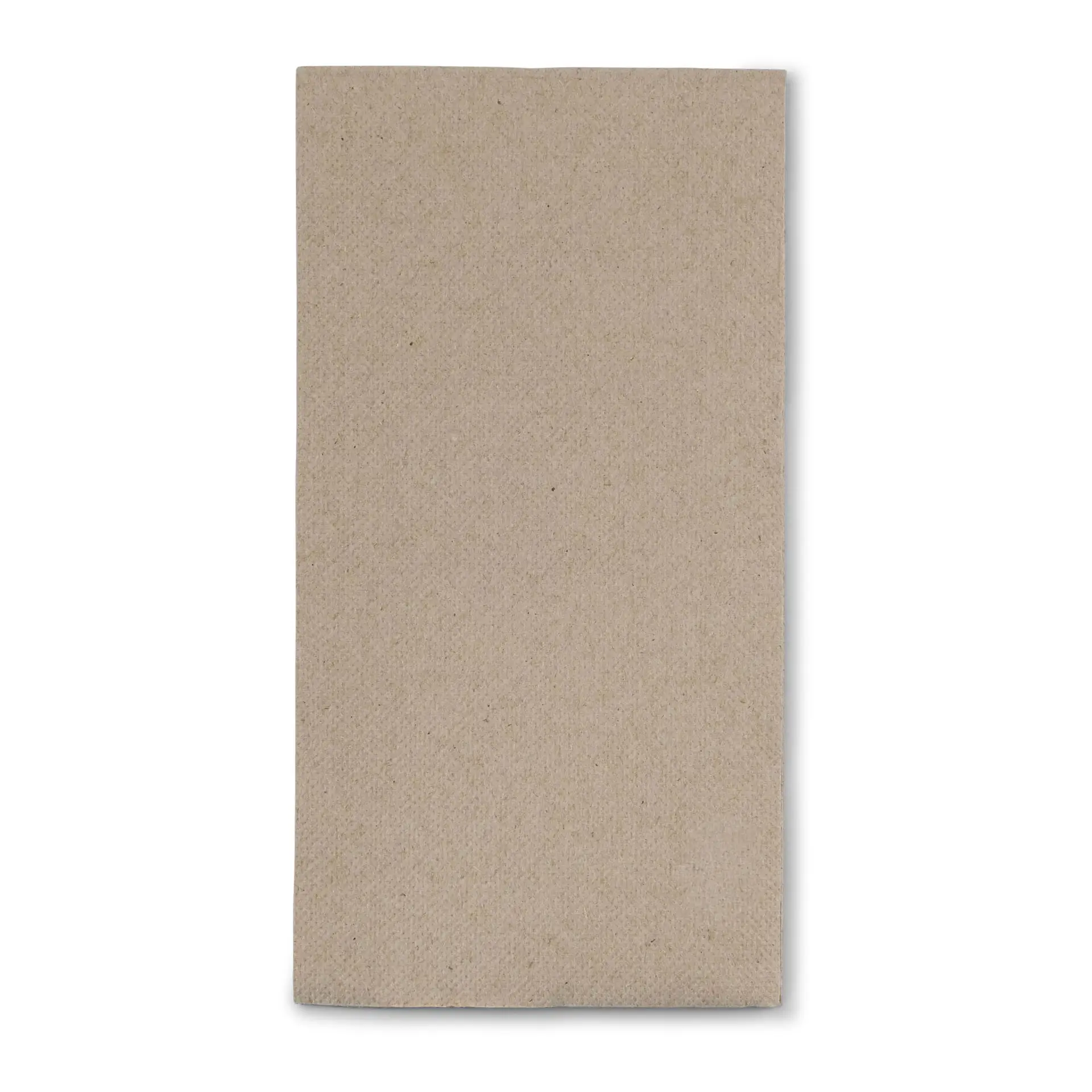 Serviette en papier recyclé non blanchie, rectangulaire, 40 x 40 cm, 2 plis, avec un symbole indiquant le matériau recyclé.