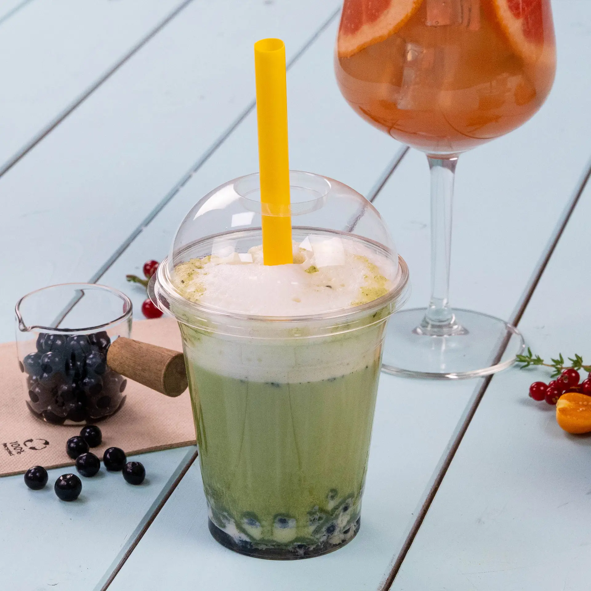 Pailles Bubble Tea 20 cm, Ø 1,2 cm, colorées, réutilisables