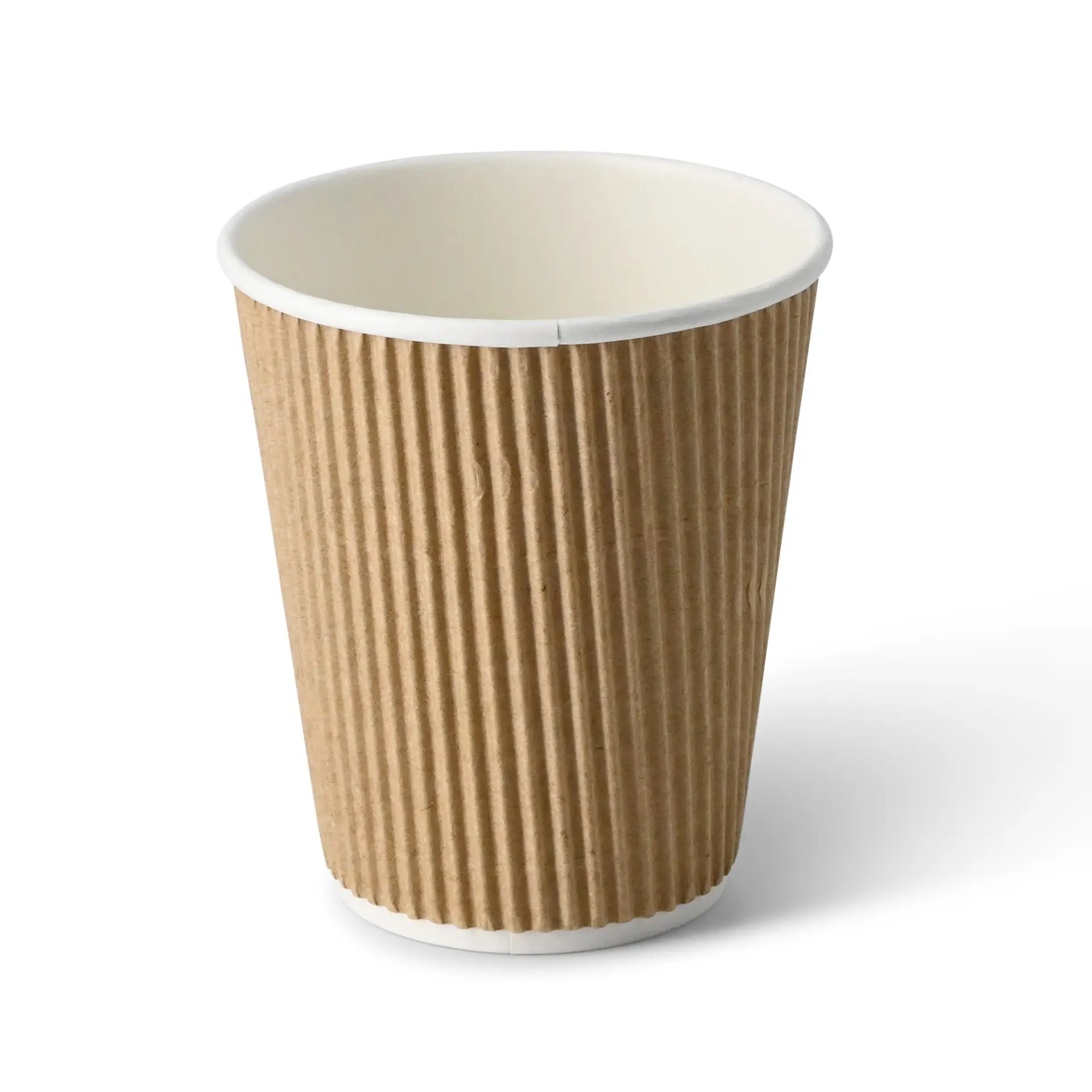 Gobelet en carton ondulé 25 cl / 10 oz, Ø 90 mm, brun dhd04926-riffelbecher-coffee-to-go-becher-250-ml-10-oz-90-mm-braun-innen-weiss-1