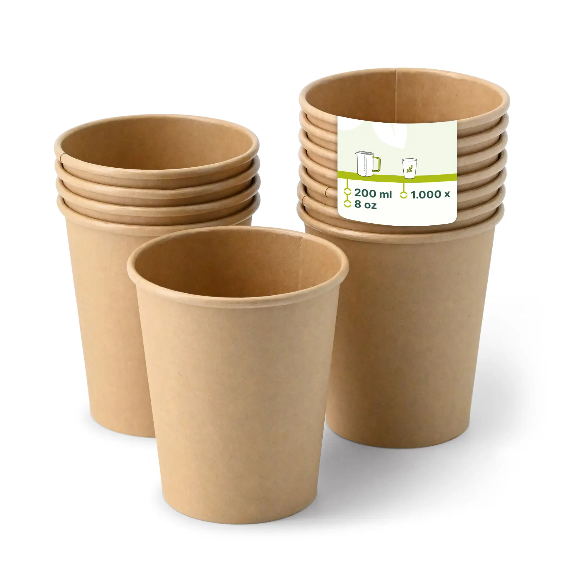 Gobelet en carton brun, 20 cl / 8 oz, Ø 80 mm dhd04512-pappbecher-200-ml-8-oz-80-mm-braun