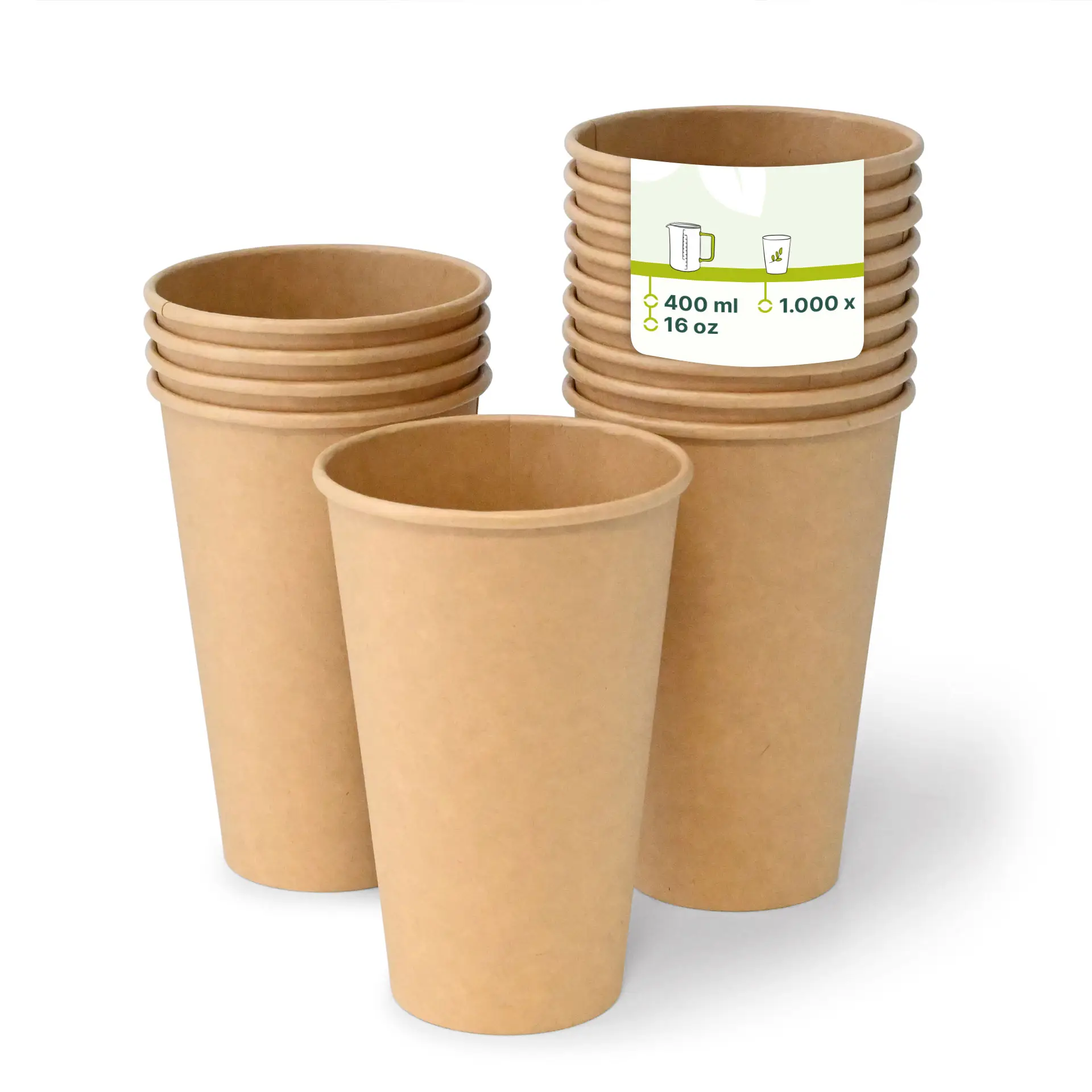 Gobelet en carton brun, 40 cl / 16 oz, Ø 90 mm dhd04546-pappbecher-400-ml-16-oz-90-mm-braun