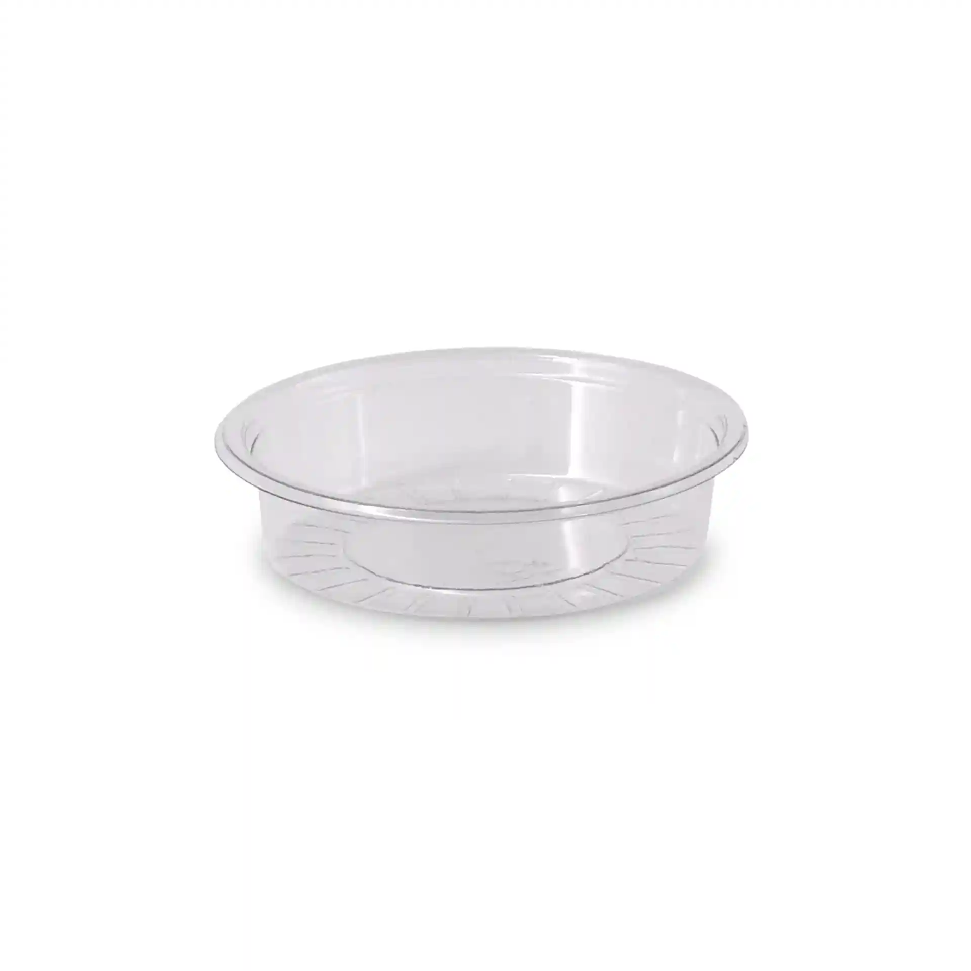 Pot à sauce rPET transparent, capacité de 50 ml, diamètre de 75 mm et hauteur de 17 mm.