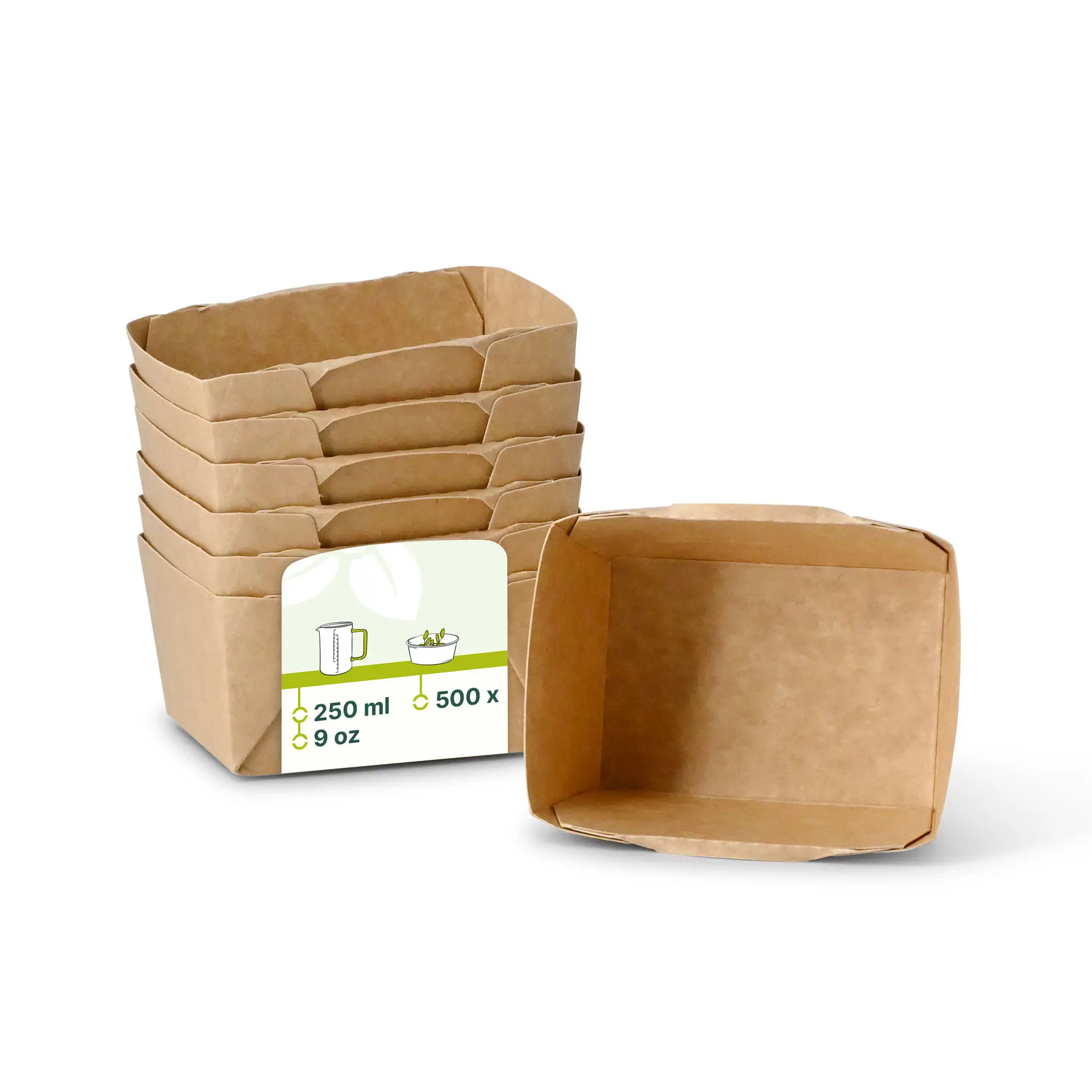 Barquette traiteur en carton 250 ml, 10,5 x 8 x 5 cm, brune, rectangulaire dfc01130-karton-feinkost-schalen-250-ml-105-x-8-x-5-cm-braun-rechteckig-pe-beschichtet
