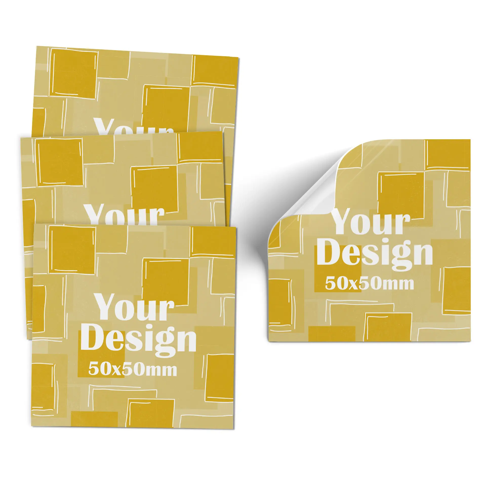 Un post-it carré rose avec un graphisme de toucan blanc et un coin légèrement replié ; dimensions de 5x5 cm.