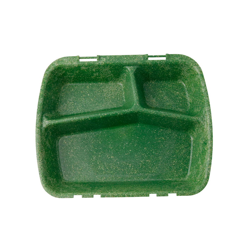 Mehrweg-Menü-Behälter "Häppy Box" 24,5 x 20 x 4,5 cm, 3 Kammern, HP4/3, Spinat / dunkelgrün
