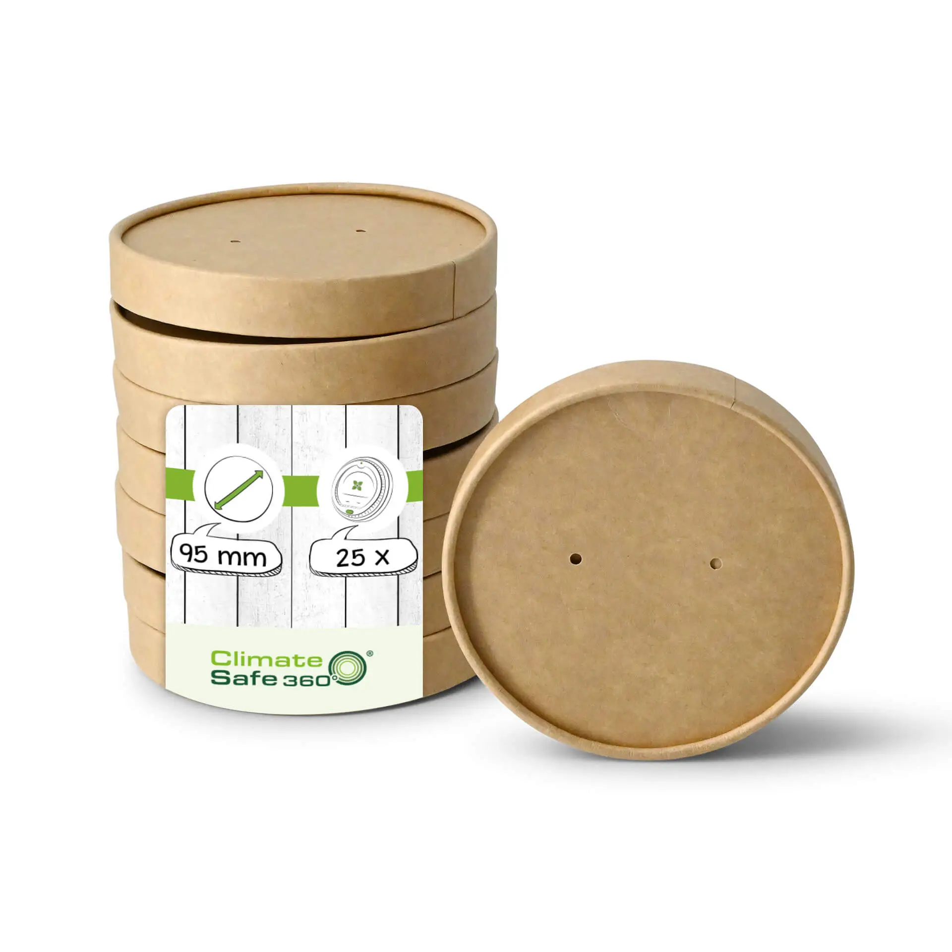 Couvercle en carton avec membrane (revêtu de PE) Ø 90 mm, brun (pour gobelets à soupe) Couvercle en carton avec membrane (revêtu de PE) Ø 90 mm, brun (pour gobelets à soupe)