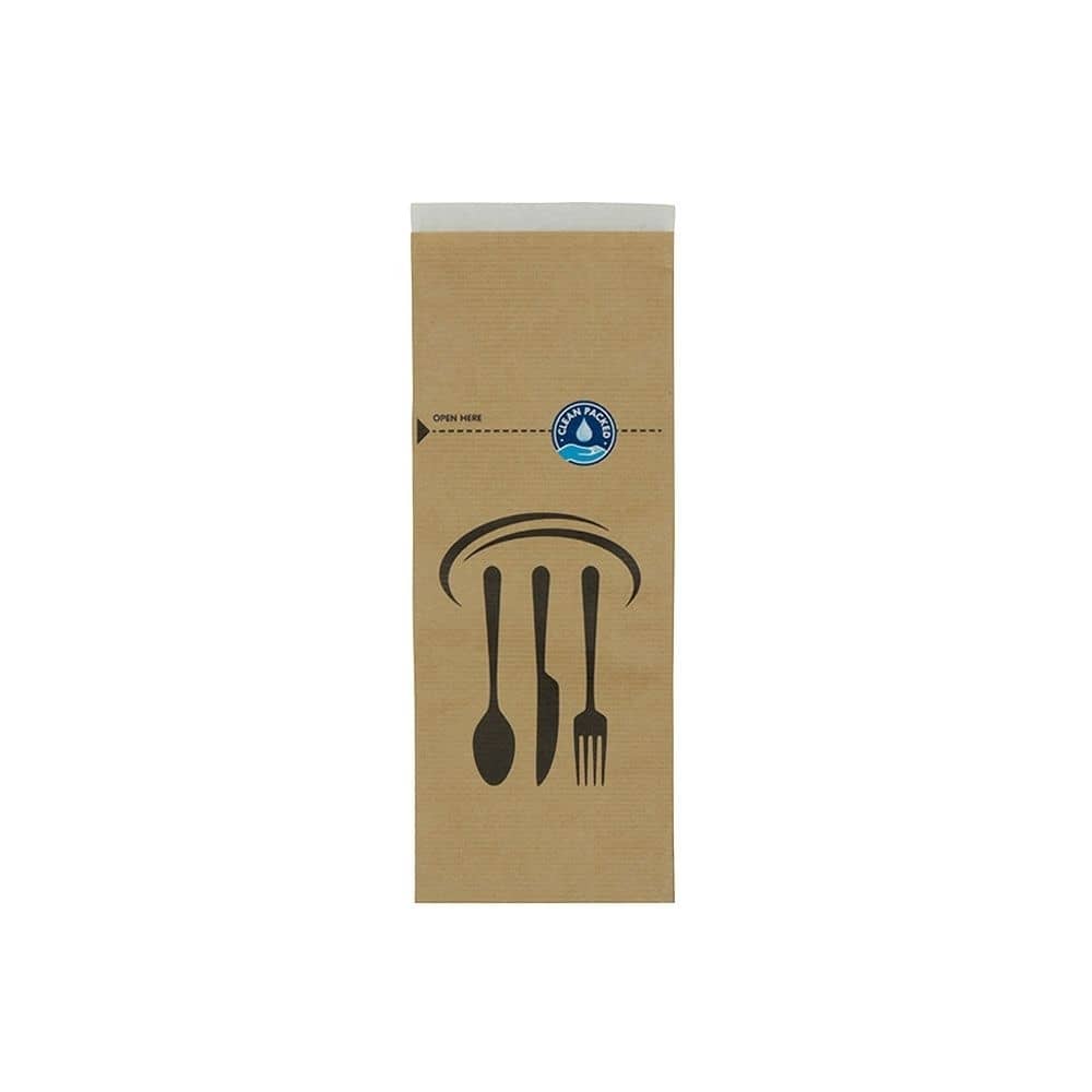 Papier-Besteck-Taschen 10 x 26 cm, selbstklebend, braun