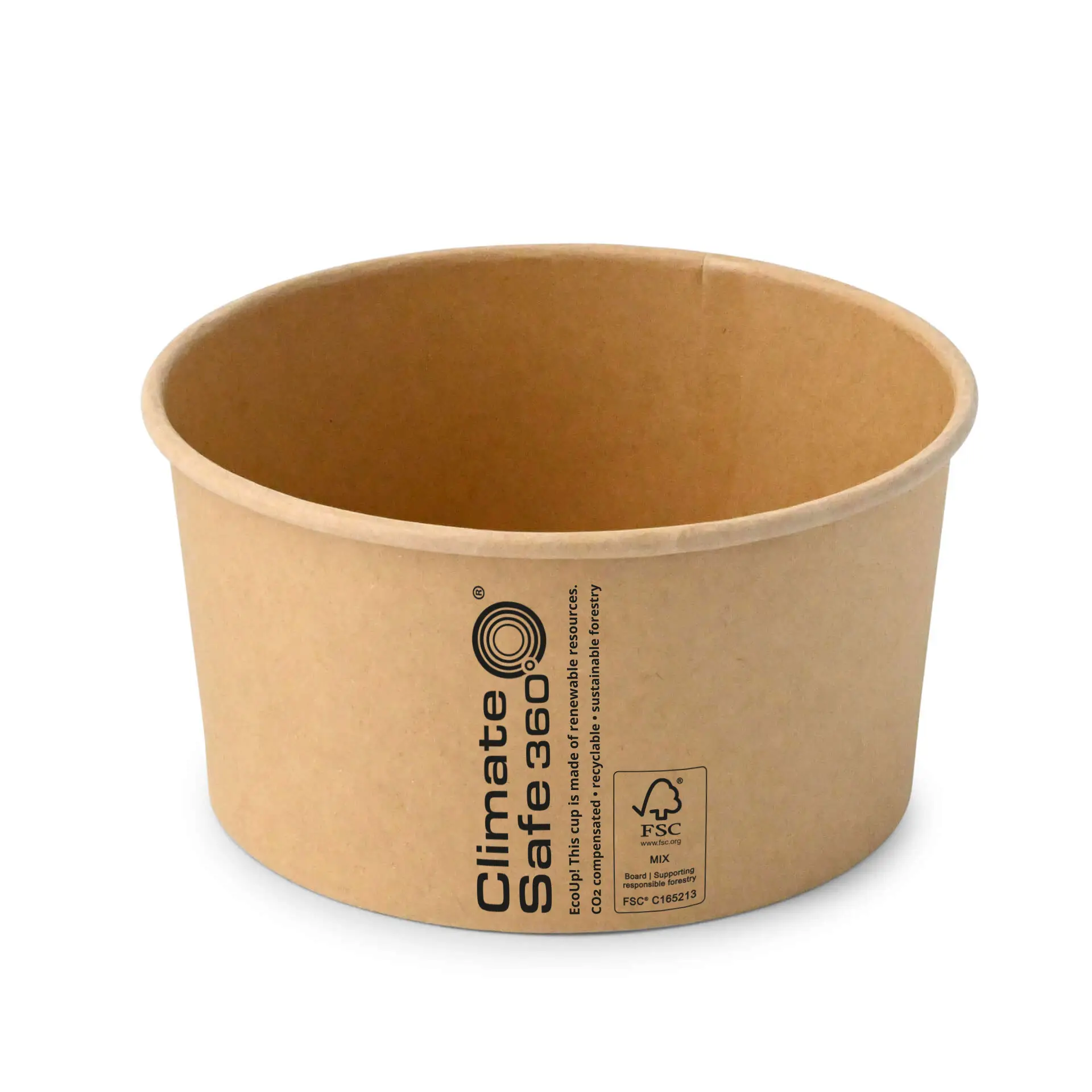 Bol rond en carton kraft (revêtu de PE), 800 ml, Ø 150 mm, brun, rondes (1000 ml de volume max.)