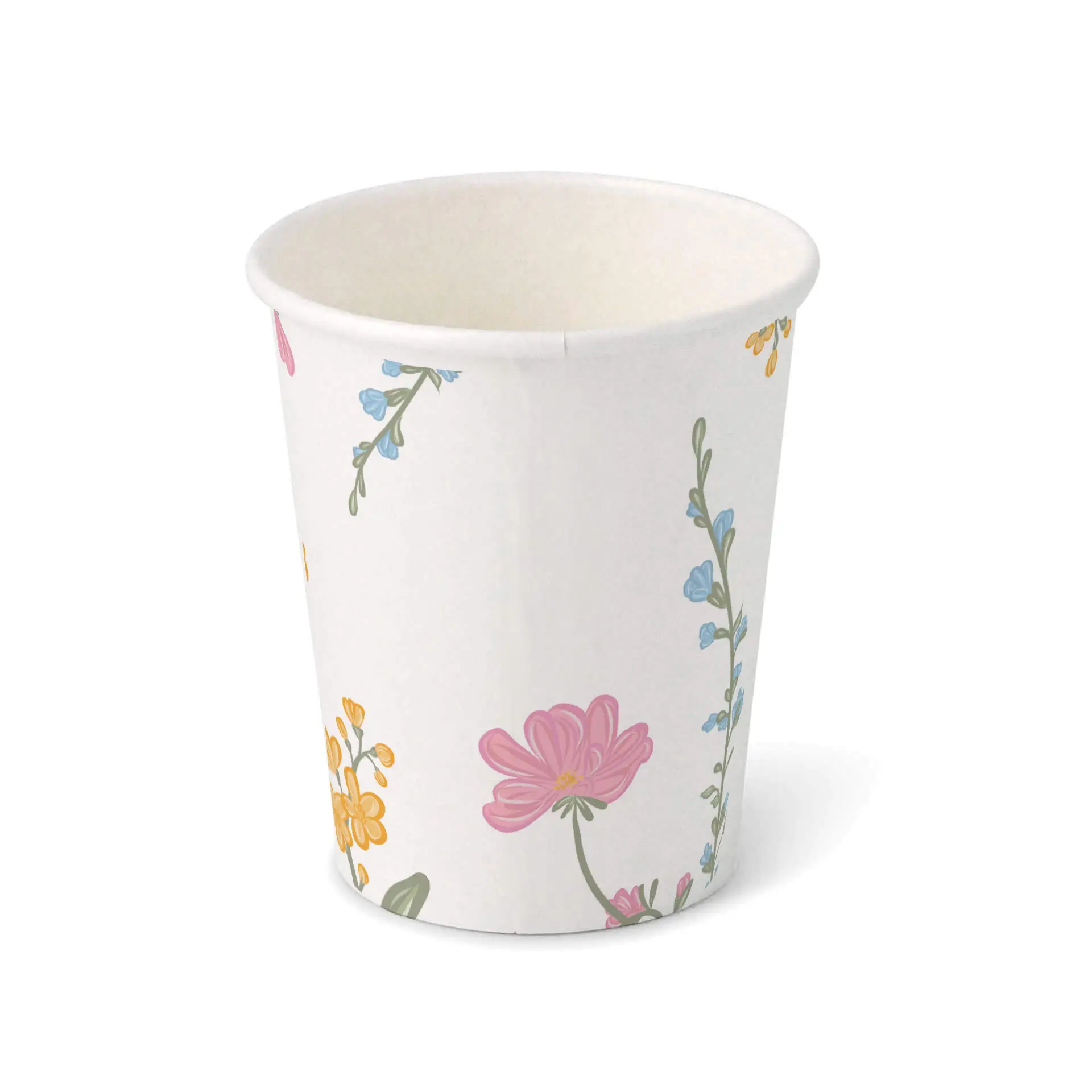 Gobelet en carton imprimé "Printemps" (revêtu) 200 ml / 8 oz, Ø 80 mm, blanc