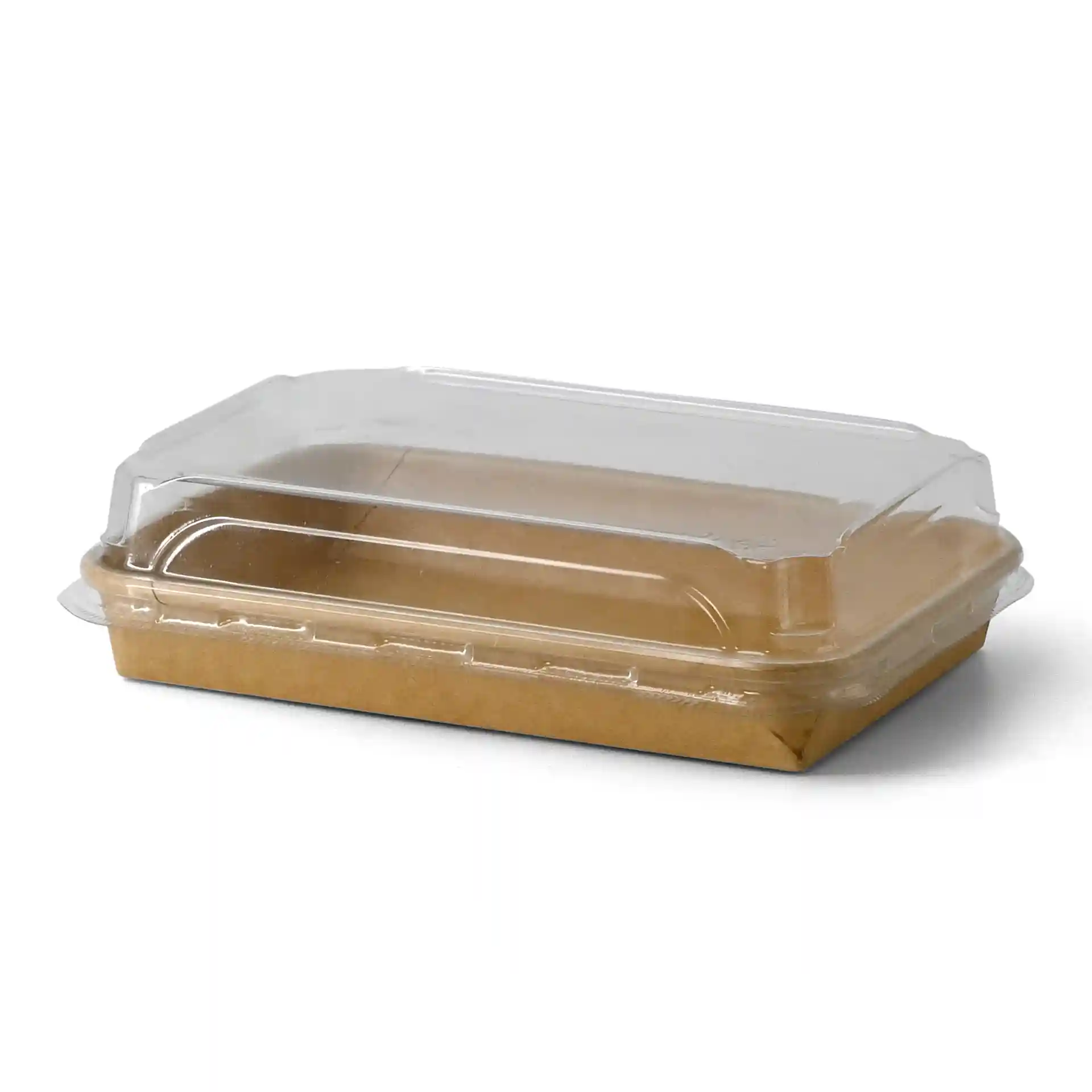 Couvercle en PET transparent pour boîte à sushi, mesurant 22 x 14 cm, hauteur 3 cm.