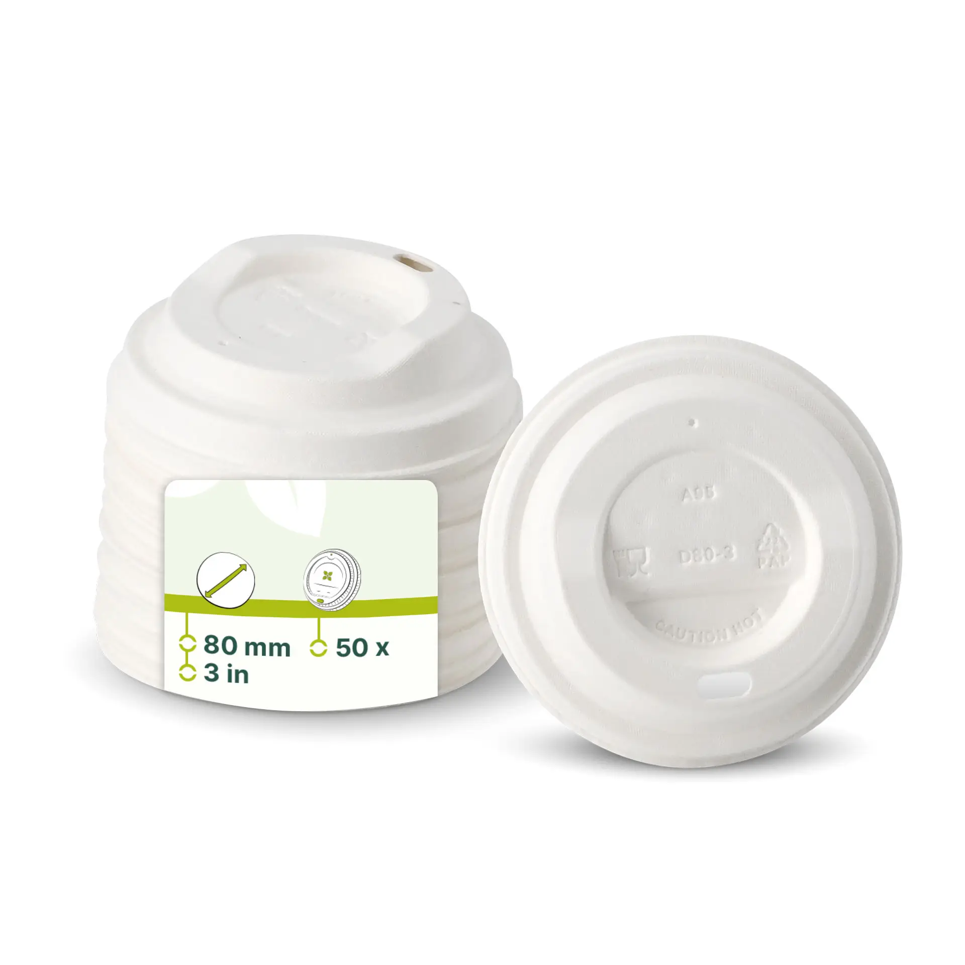 Couvercle en carton Ø 80 mm, blanc, avec ouverture pour boire Couvercle en carton Ø 80 mm, blanc, avec ouverture pour boire