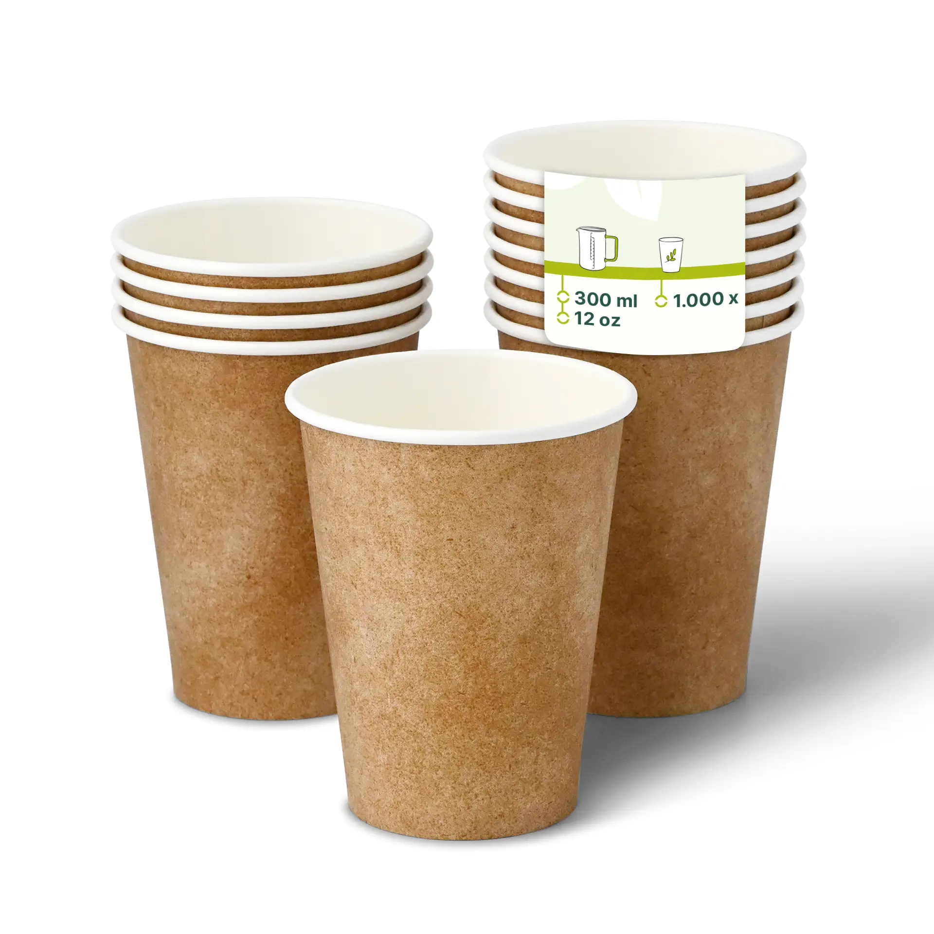 Gobelet en carton kraft brun, 30 cl / 12 oz, Ø 90 mm dhd04536-pappbecher-300-ml-12-oz-90-mm-braun-innen-weiss