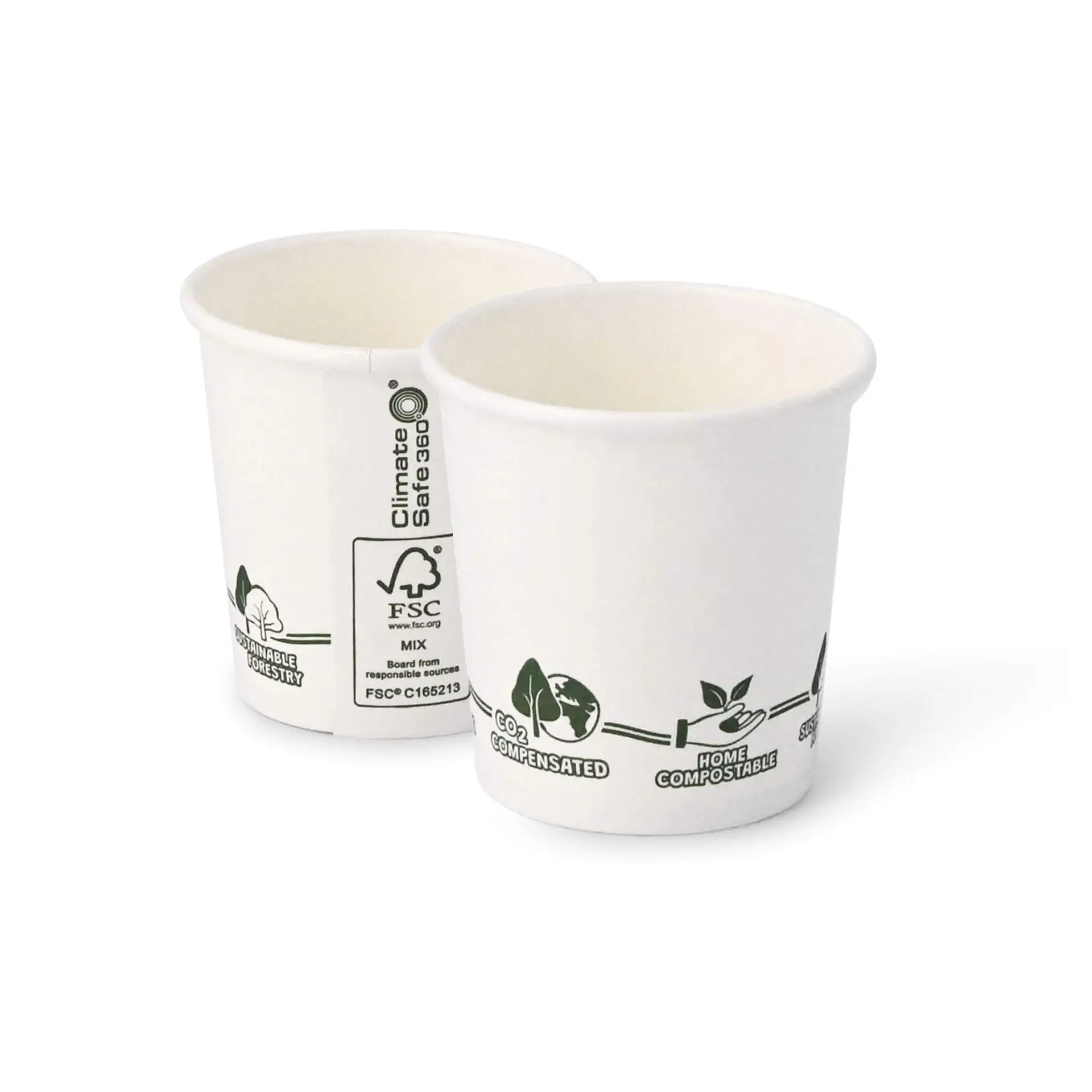 Gobelet en carton blanc, logos EcoUp©, 10 cl / 4 oz, Ø 62 mm