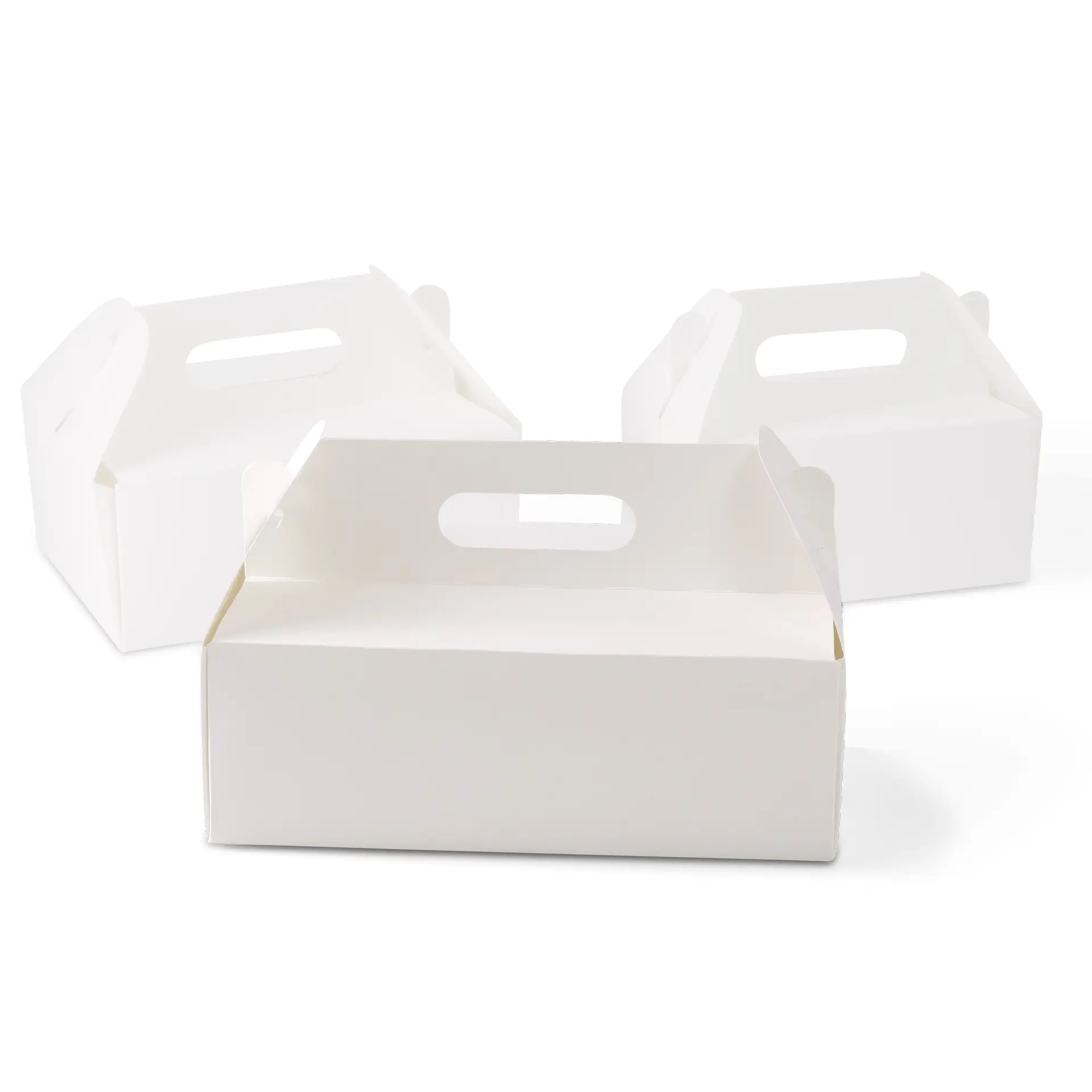 Boîte à gâteaux en carton avec poignée L, 26 x 17 x 9 cm, blanc, pliable