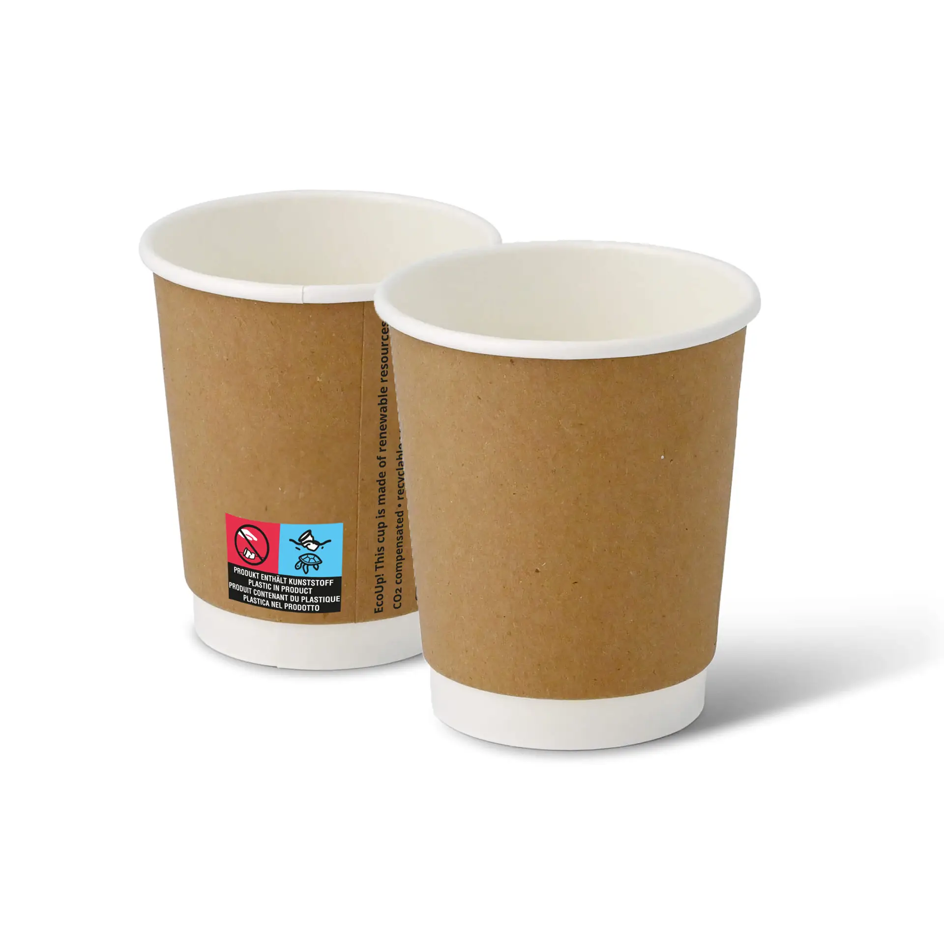Gobelet à café à emporter en carton (revêtu de PE), double paroi, 20 cl / 8 oz, Ø 80 mm, brun, intérieur blanc Gobelet à café à emporter en carton (revêtu de PE), double paroi, 20 cl / 8 oz, Ø 80 mm, brun, intérieur blanc