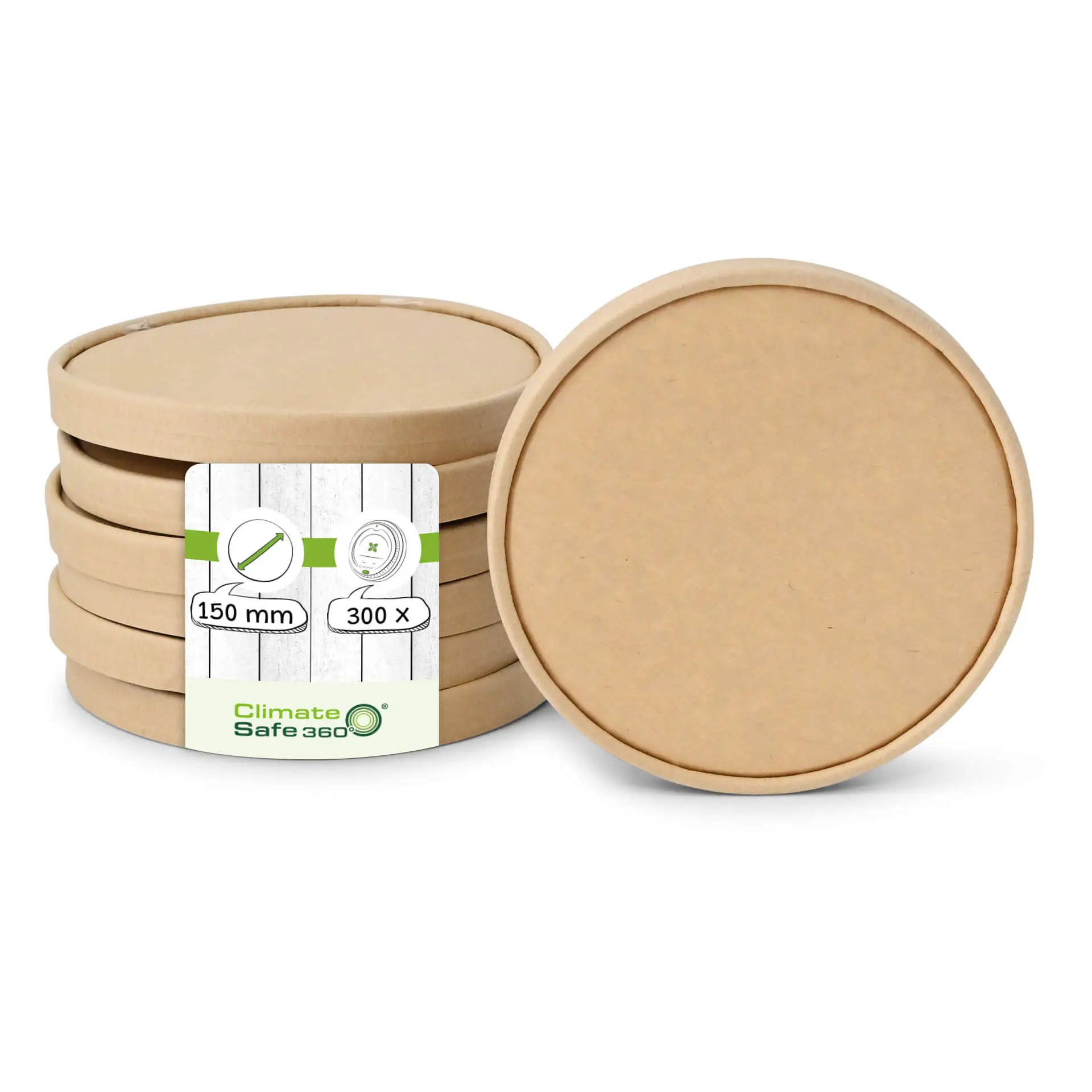 Couvercle en carton kraft brun (revêtement biologique), Ø 150 mm
