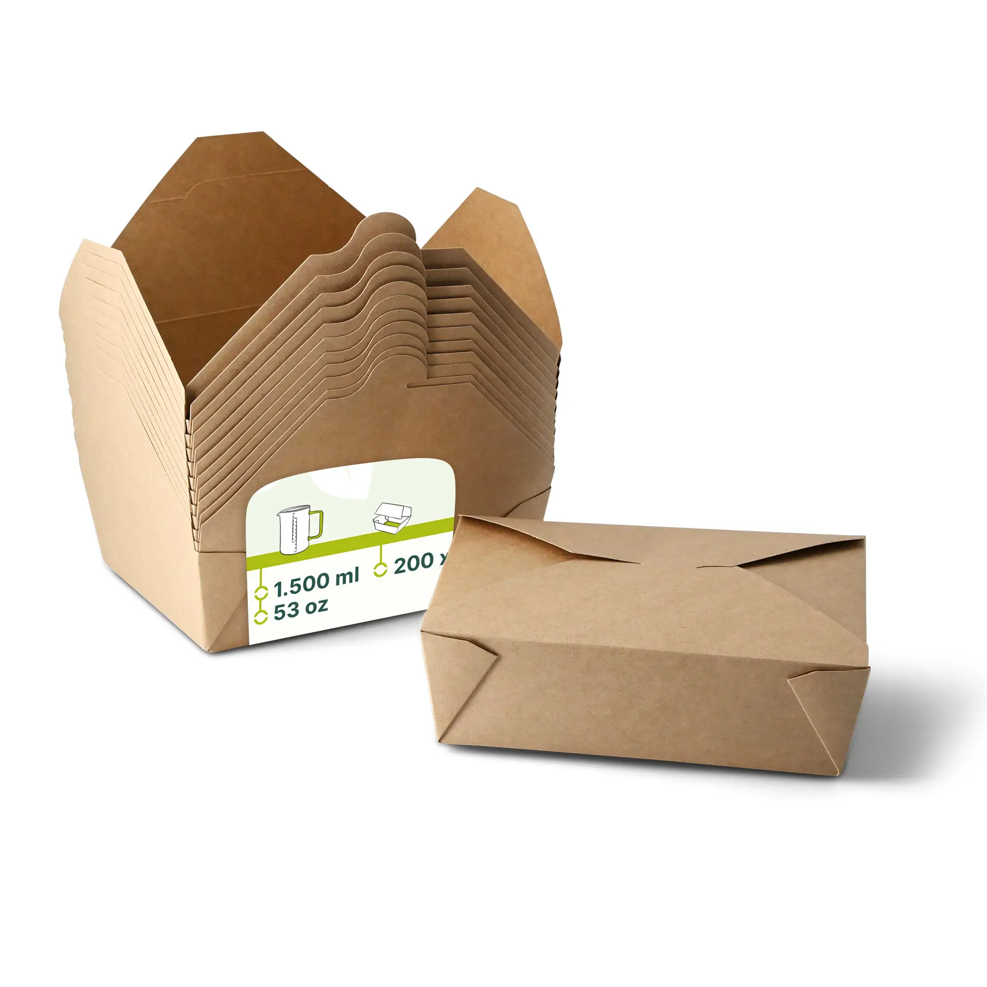 Boîte en carton takeaway 1500 ml, marron