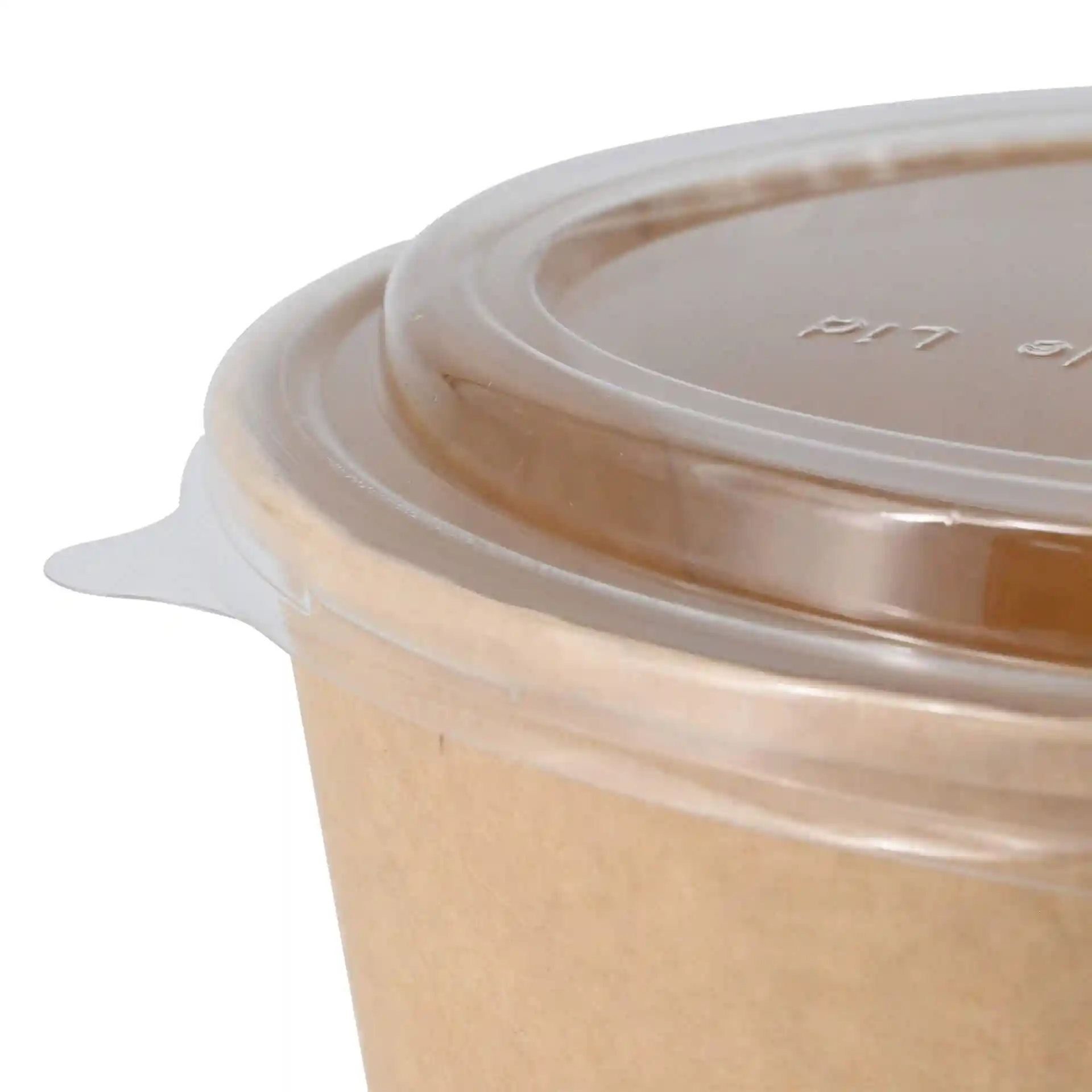 Couvercle de tasse transparent en PLA, de forme ronde et d'un diamètre de 185 mm.