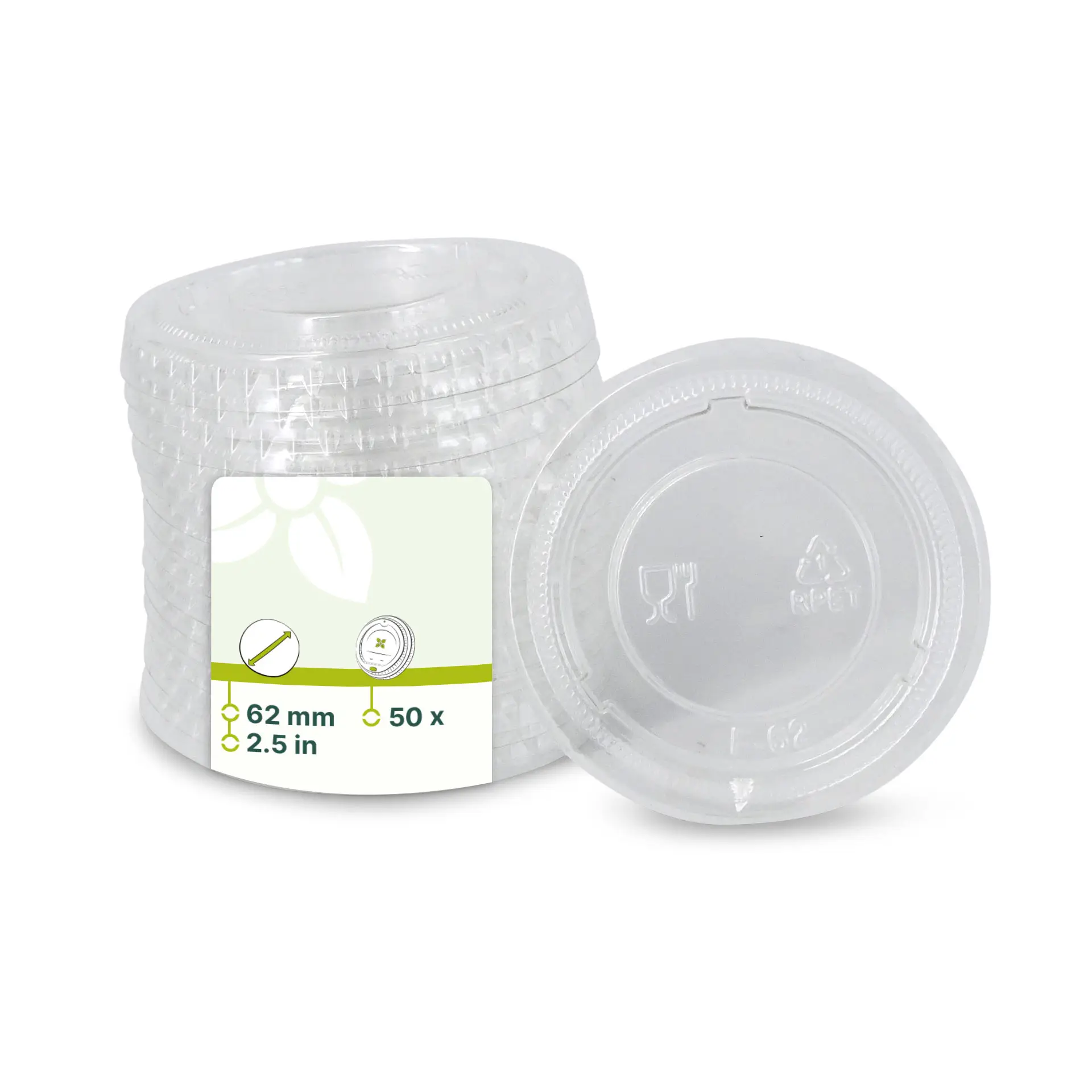 Couvercle en rPET Ø 62 mm, transparent Couvercle en rPET Ø 62 mm, transparent