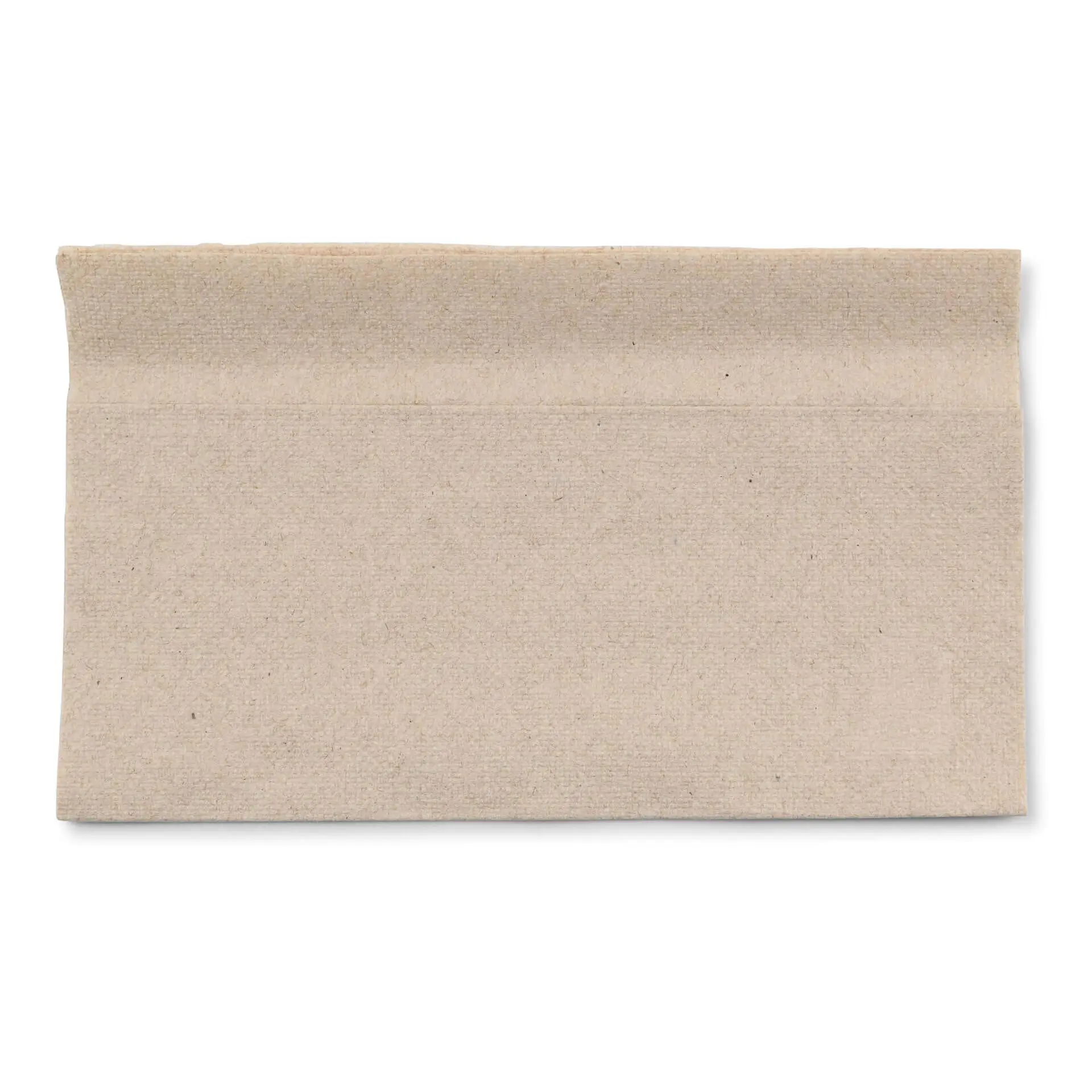 Serviette en papier rectangulaire non blanchie, 33 x 33 cm, avec un symbole indiquant 100% de matériau recyclé.