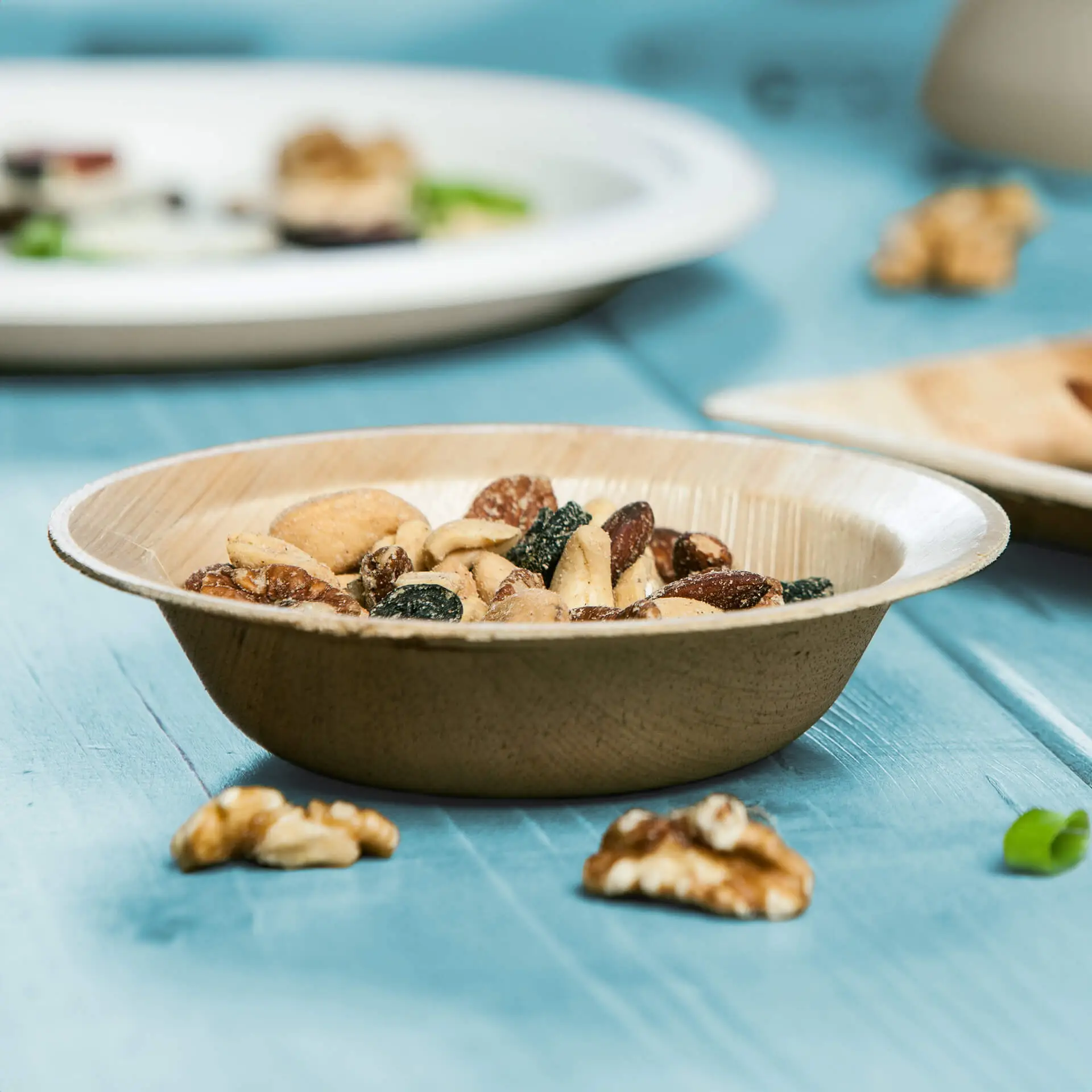 Assiette en feuille de palmier "Palmware®" Ø 14 cm, profonde, ronde, avec bord dtw05302-palmblatt-teller-palmware-14-cm-tief-rund-mit-rand-6