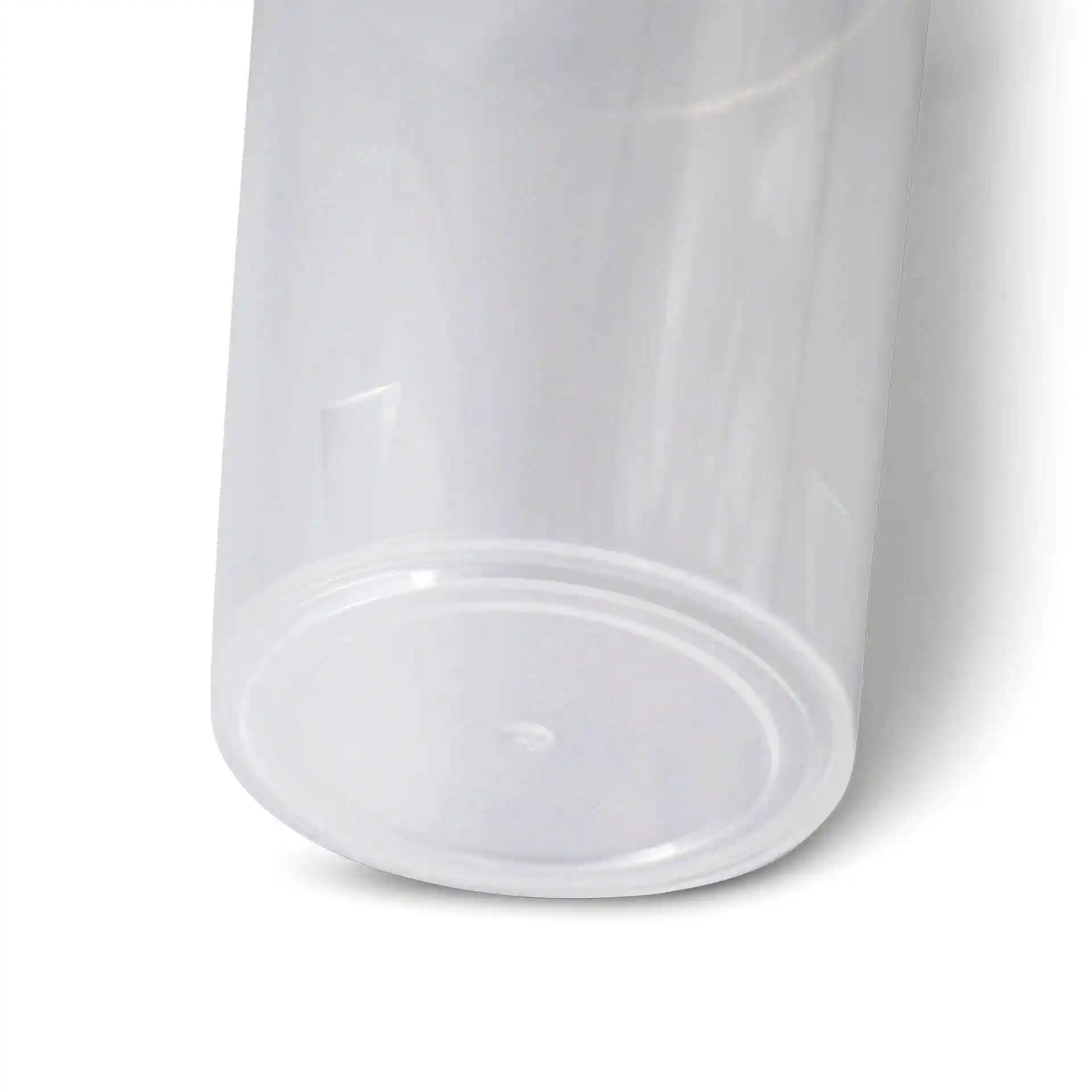 Gobelet réutilisable transparent avec un diamètre de 77 mm et un fond visible.