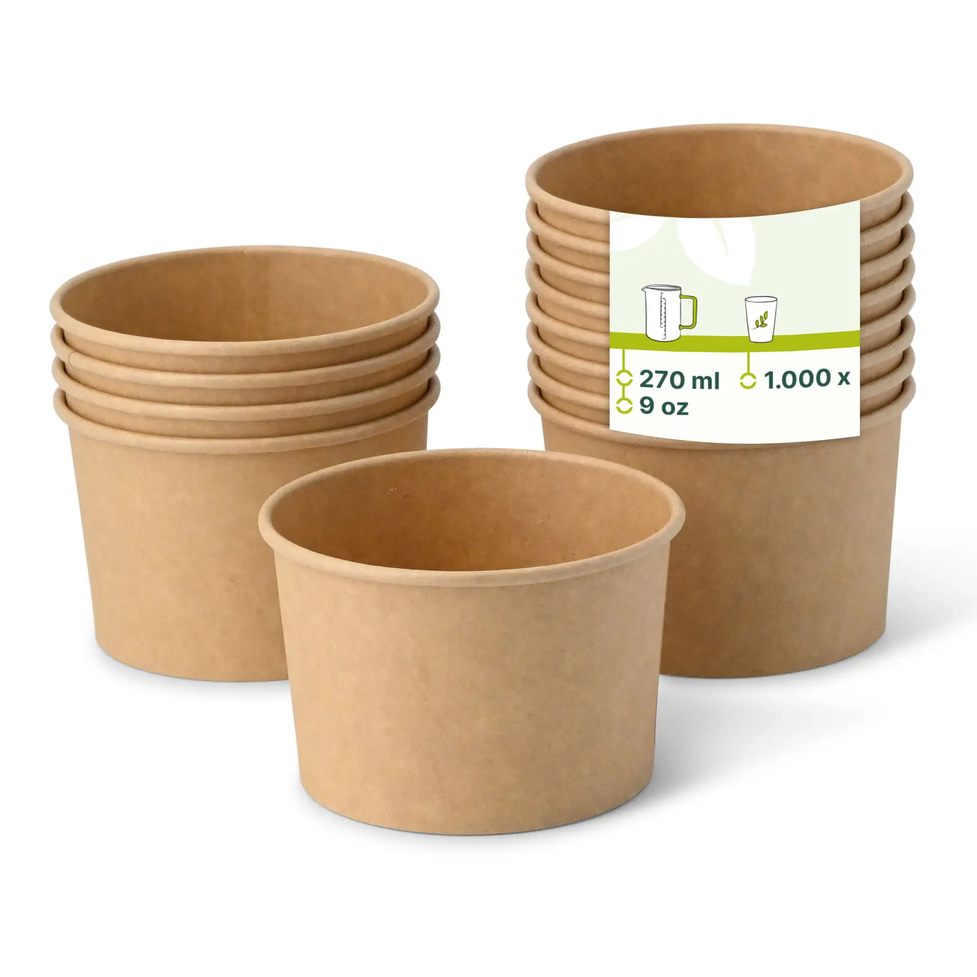Pot à glace en carton M, 200 ml, max. 9,5 oz (revêtu de PE), Ø 92 mm, brun Pot à glace en carton M, 200 ml, max. 9,5 oz (revêtu de PE), Ø 92 mm, brun