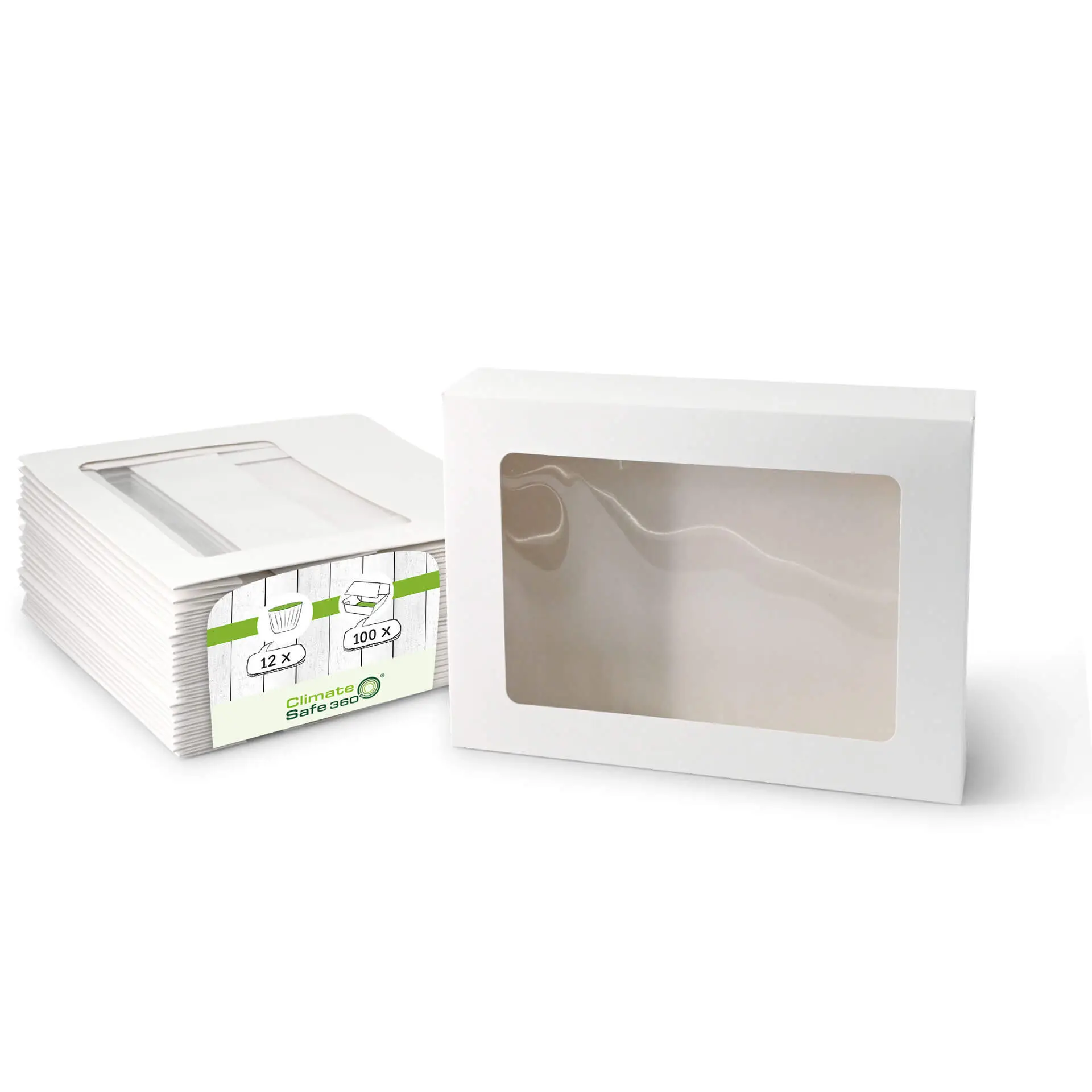 Boîtes à cupcakes (12 pièces), fenêtre en cellulose, blanches