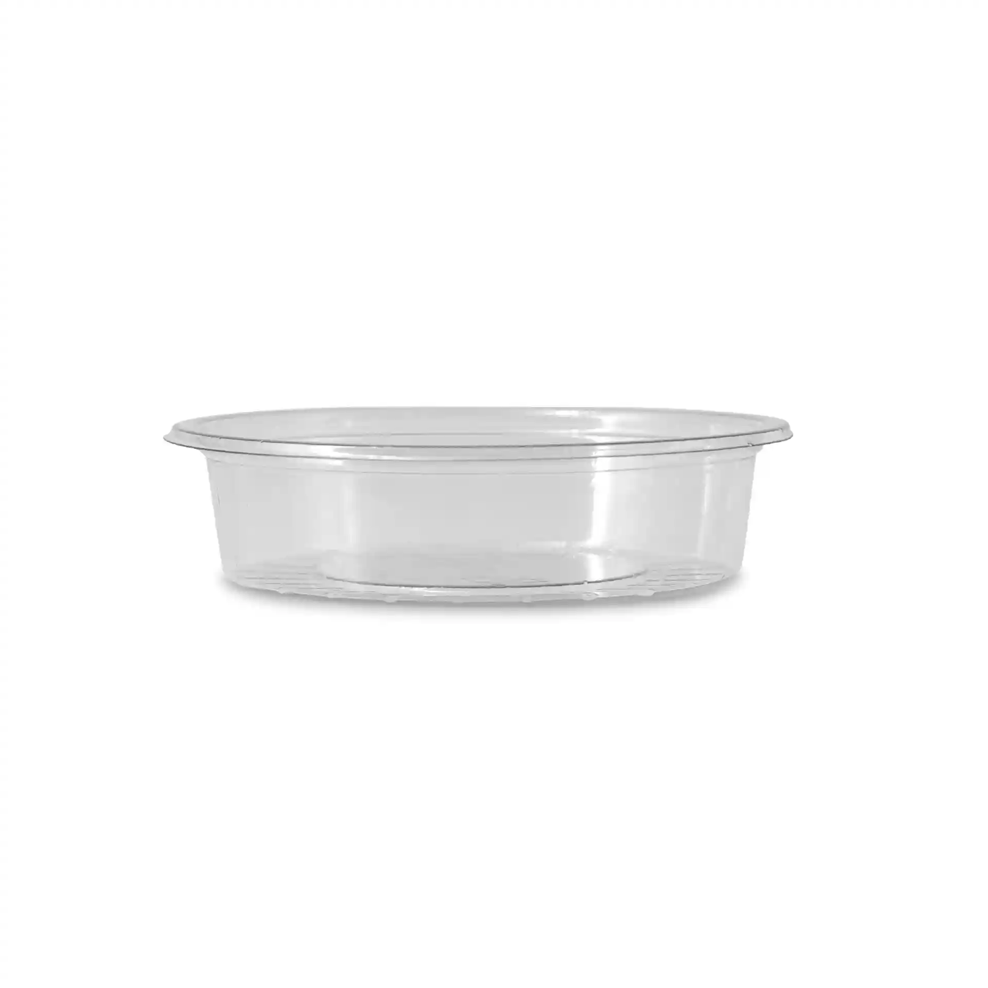 Pot à sauce rPET transparent de 75 mm de diamètre et 17 mm de hauteur, capacité de 50 ml.