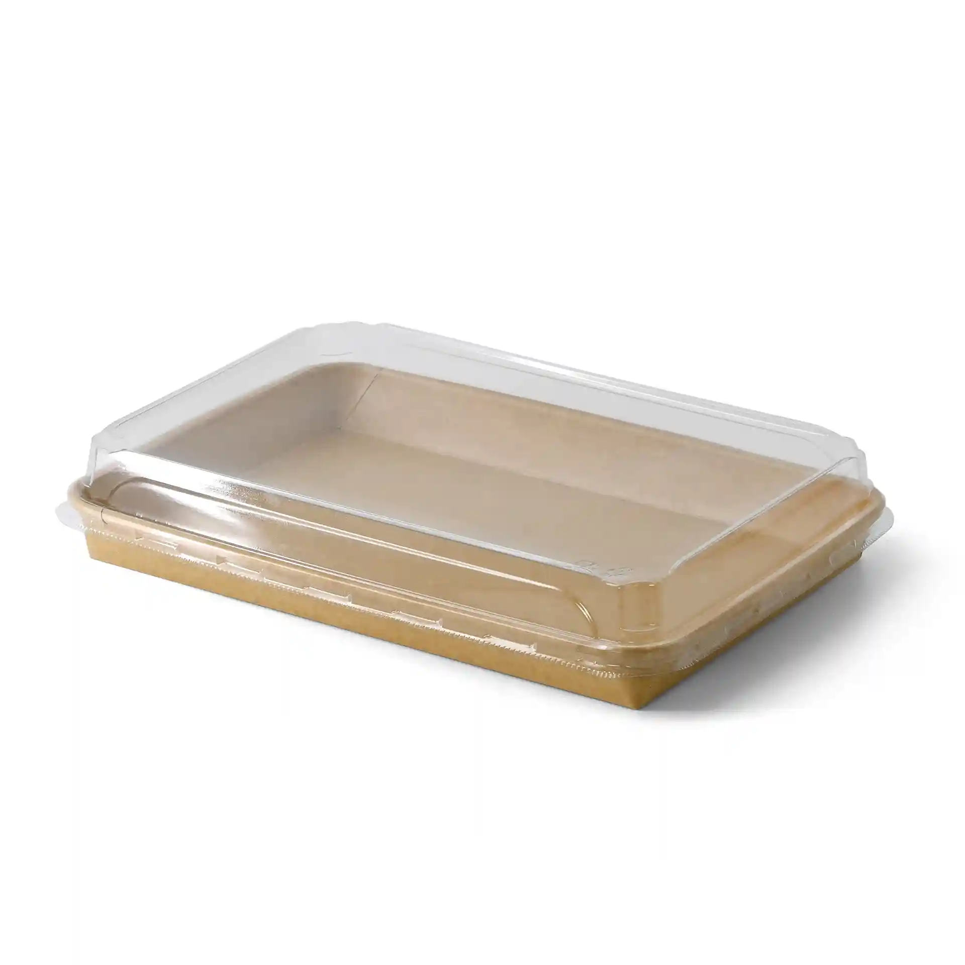 Couvercle en PET transparent pour boîte à sushi, mesurant 25,5 x 18 cm, hauteur 3 cm.