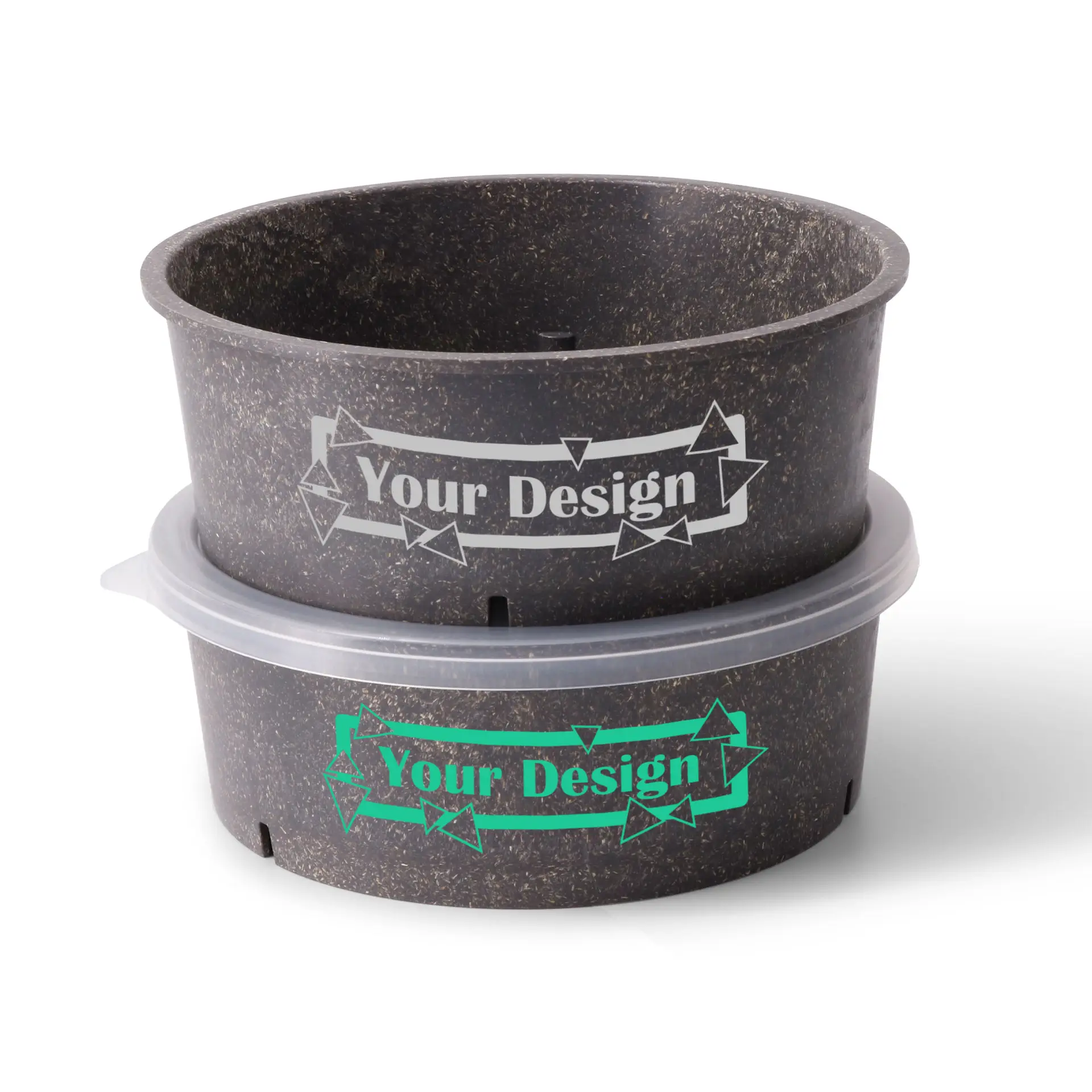 Bol réutilisable "merways Bowl" poivre / gris 1000 ml, Ø 185 mm, personnalisable