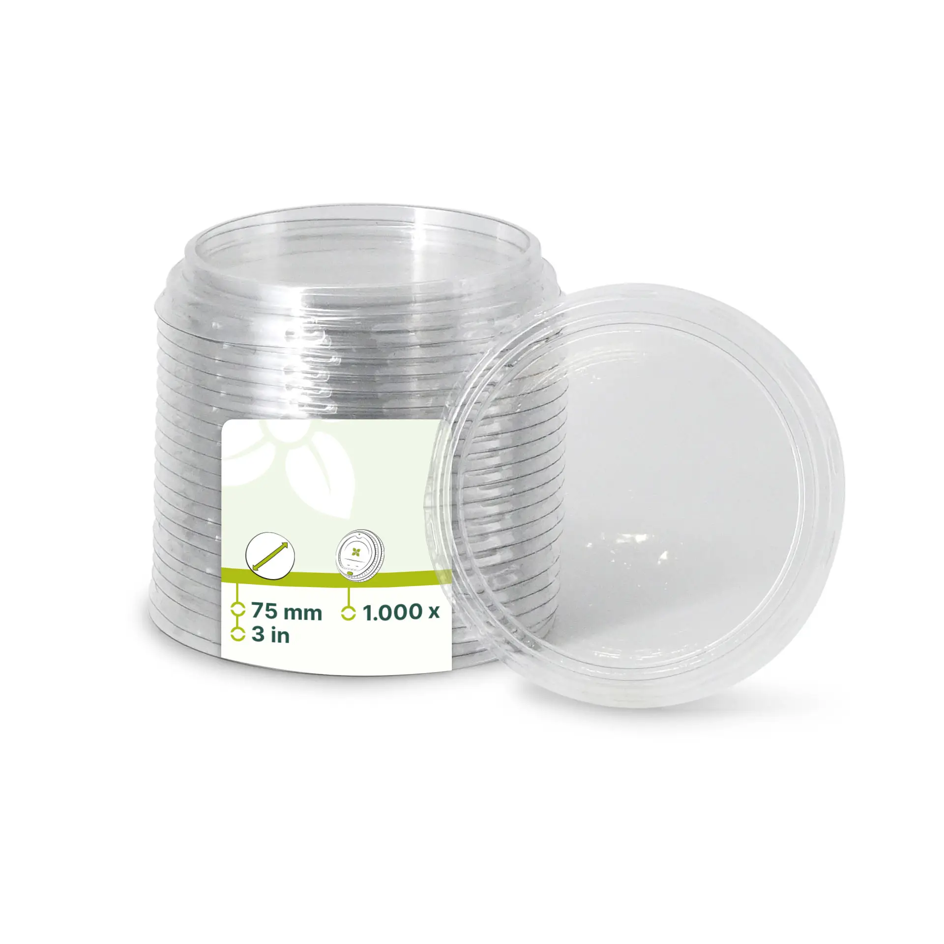 Couvercle en rPET Ø 75 mm, transparent dfc02509-rpet-deckel-75-mm-transparent-rund