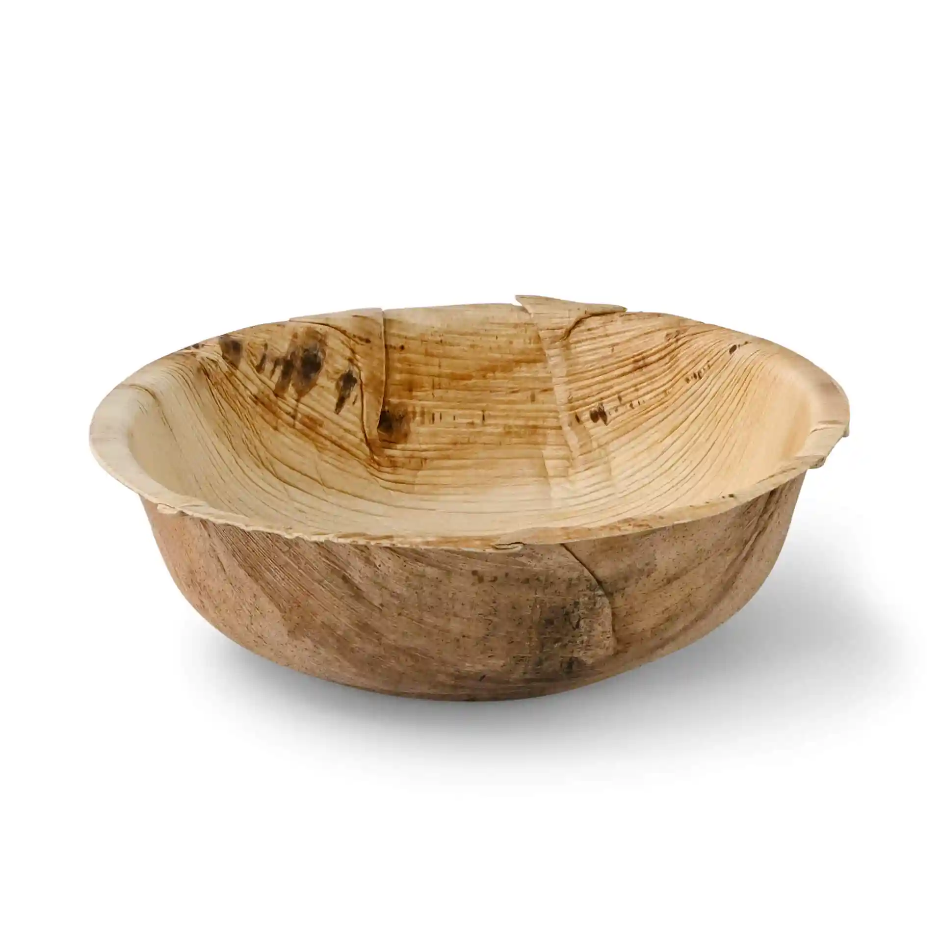 Bol rond en feuille de palmier avec une texture grainée, forme profonde et un diamètre de 185 mm.