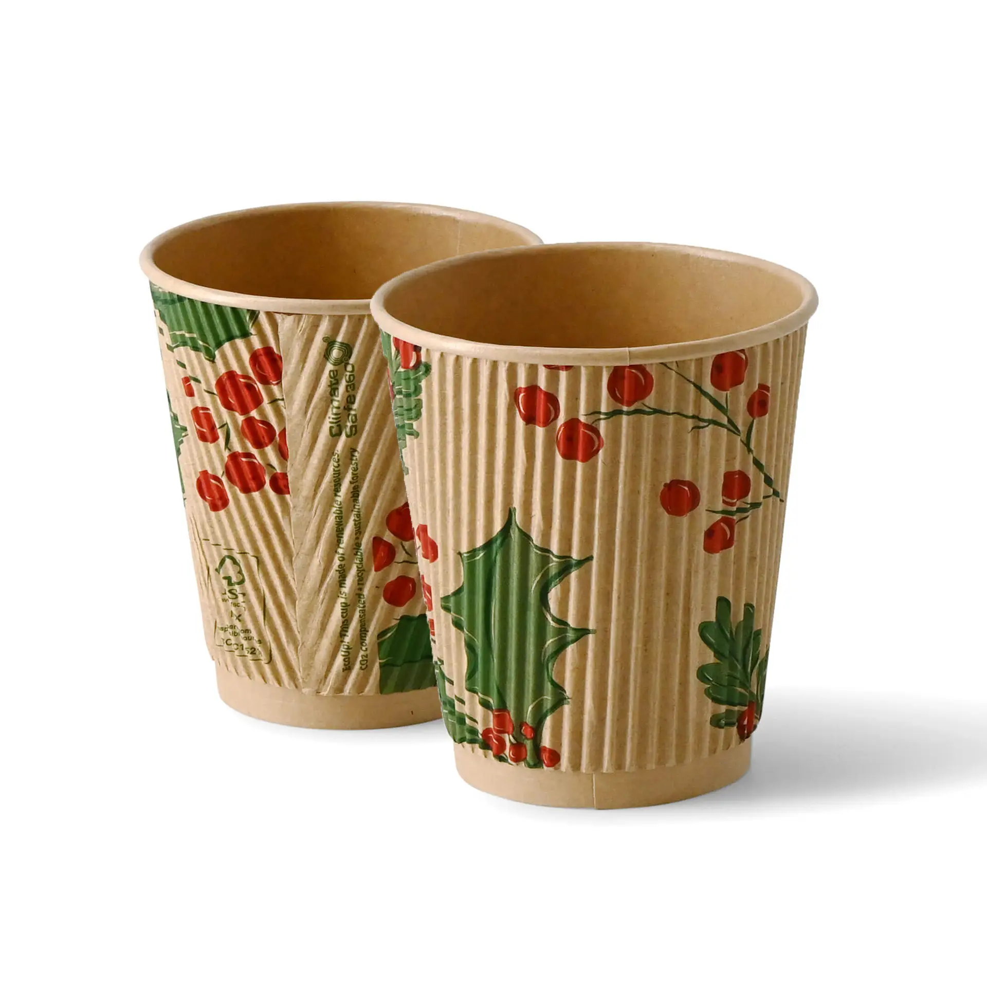 Gobelet ondulé hiver non blanchi "Branches" 200 ml / 8 oz, Ø 80 mm